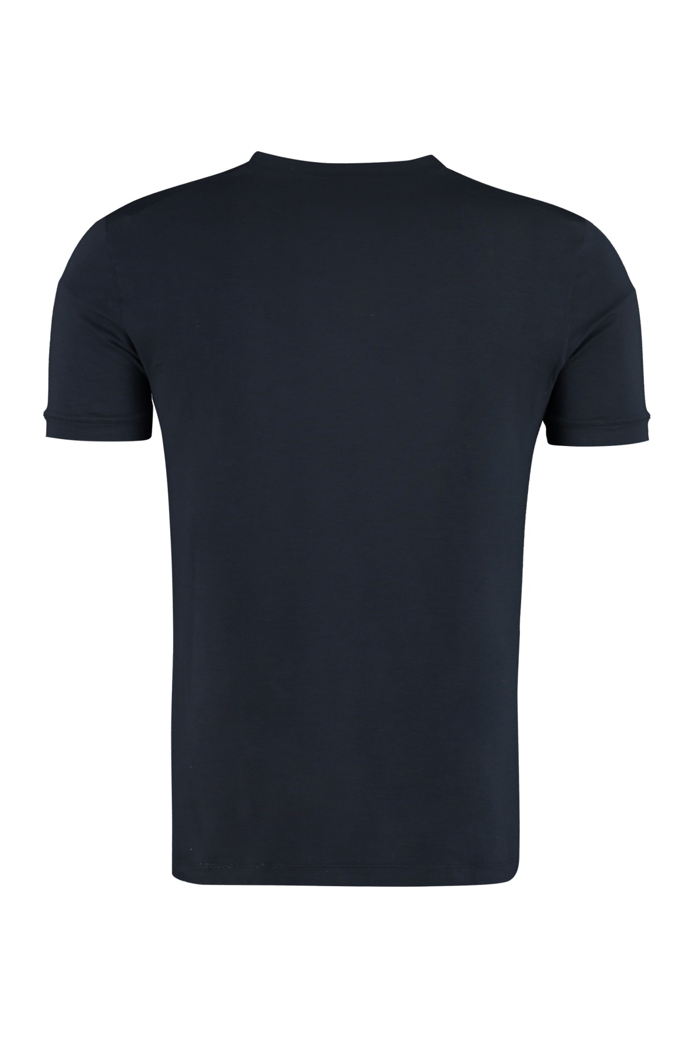 Shop Giorgio Armani Viscose Crew-neck T-shirt In Blue