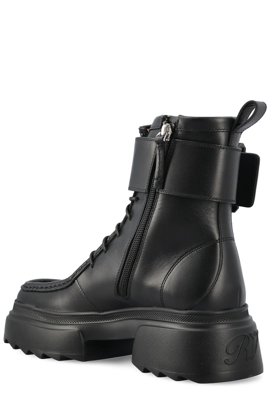 ブーツその他 ROGER VIVIER BLACK LEATHER LACE-UP BOOT Roger Vivier Black Leather Lace-up Boot | ModeSens