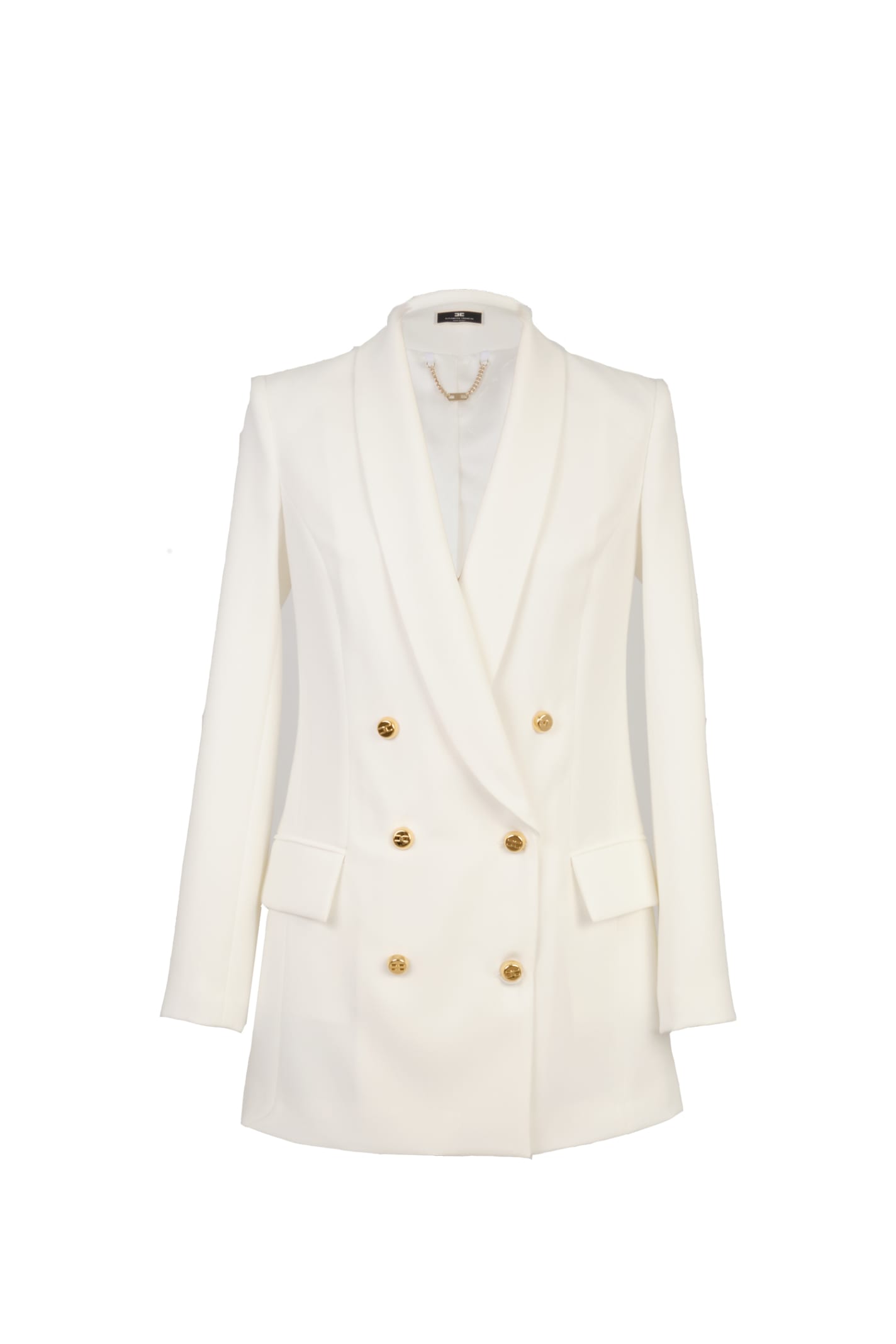 Elisabetta Franchi Long Jacket With Gold Buttons