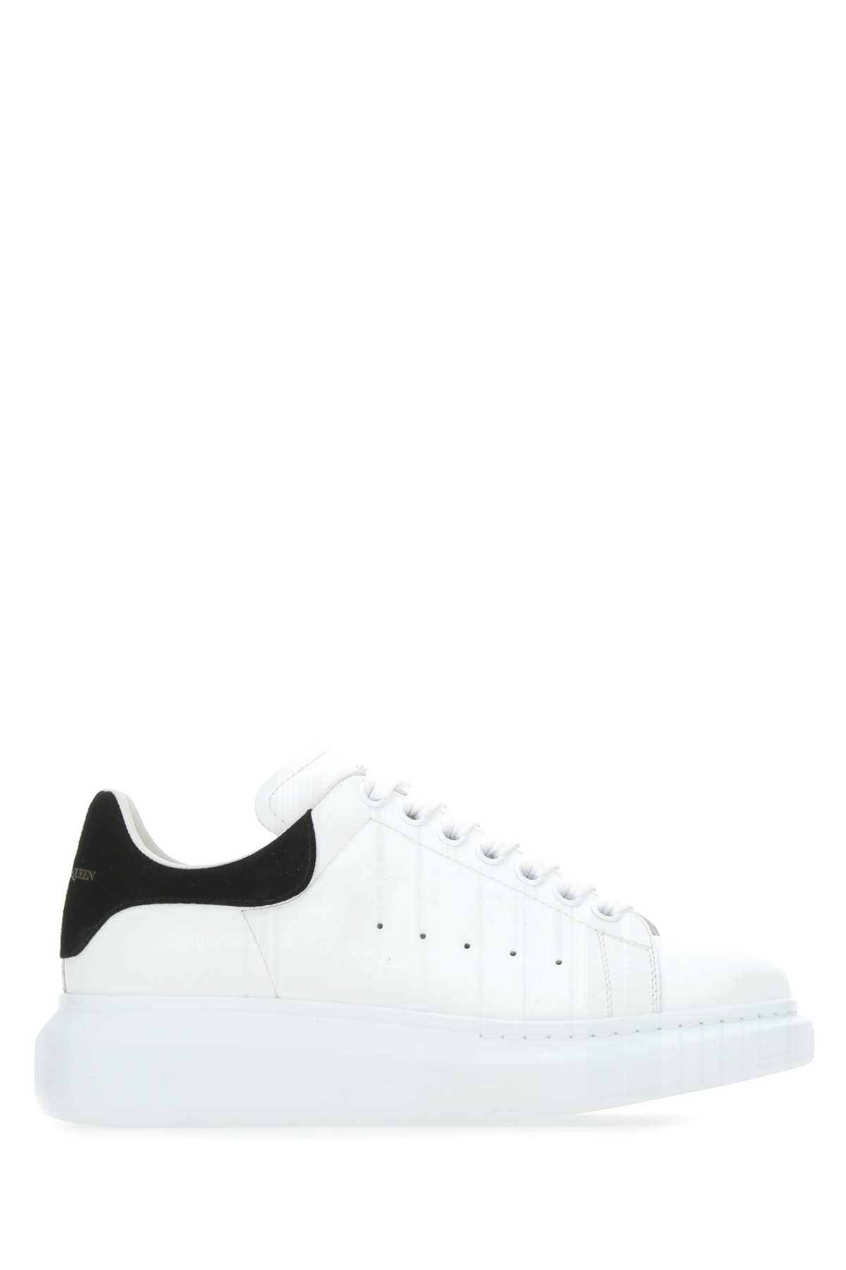 Shop Alexander Mcqueen White Leather Sneakers With Black Suede Heel In 9061