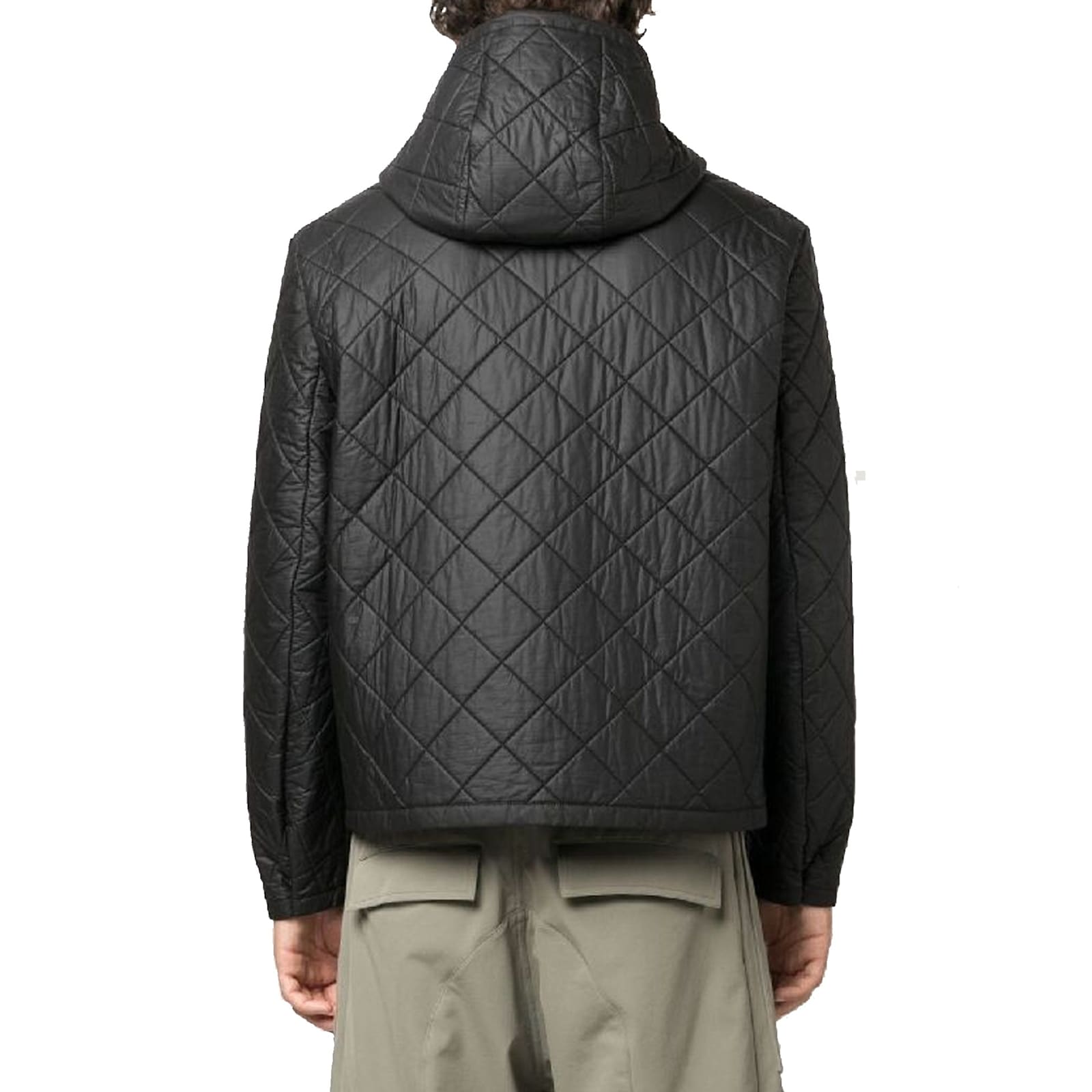 Craig Green Quilted Black Down Jacket With Fixed Hood In Black
