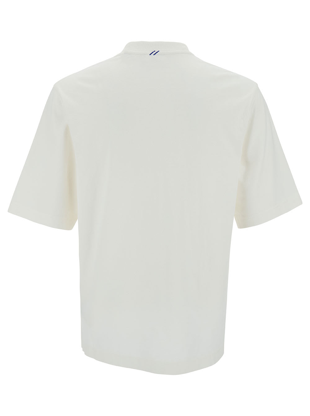 Shop Burberry White Crewneck T-shirt With Equestrain Knight Patch In Cotton Man