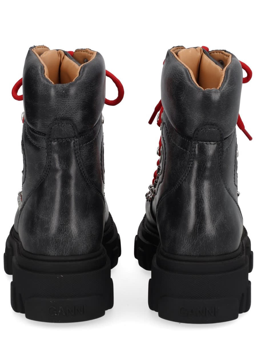 Ganni Ankle Mountain Boots Chunky Sole In Black