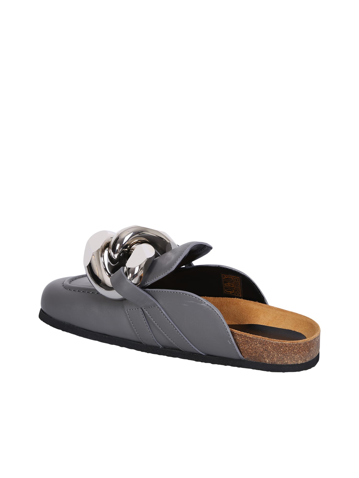 Shop Jw Anderson Chain Grey Leather Loafers