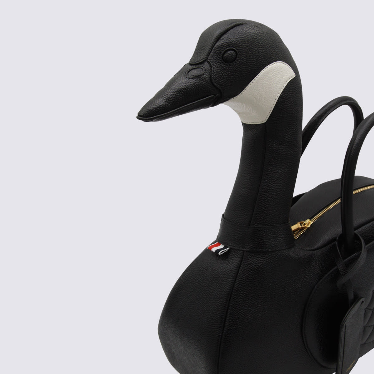 Thom Browne Black Leather Goose Top Handle Bag In Black