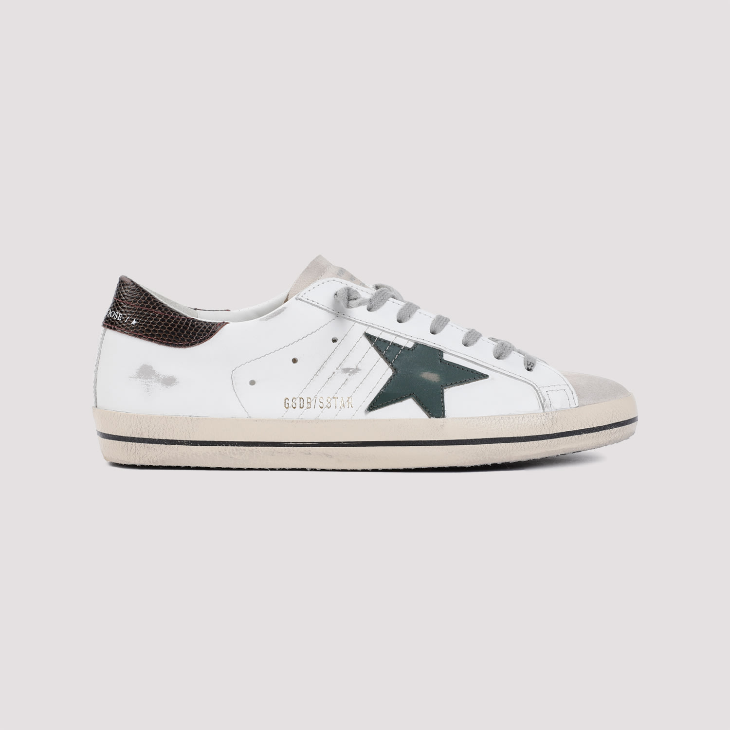 Shop Golden Goose Superstar Sneakers In White Seedpearl Green Brown