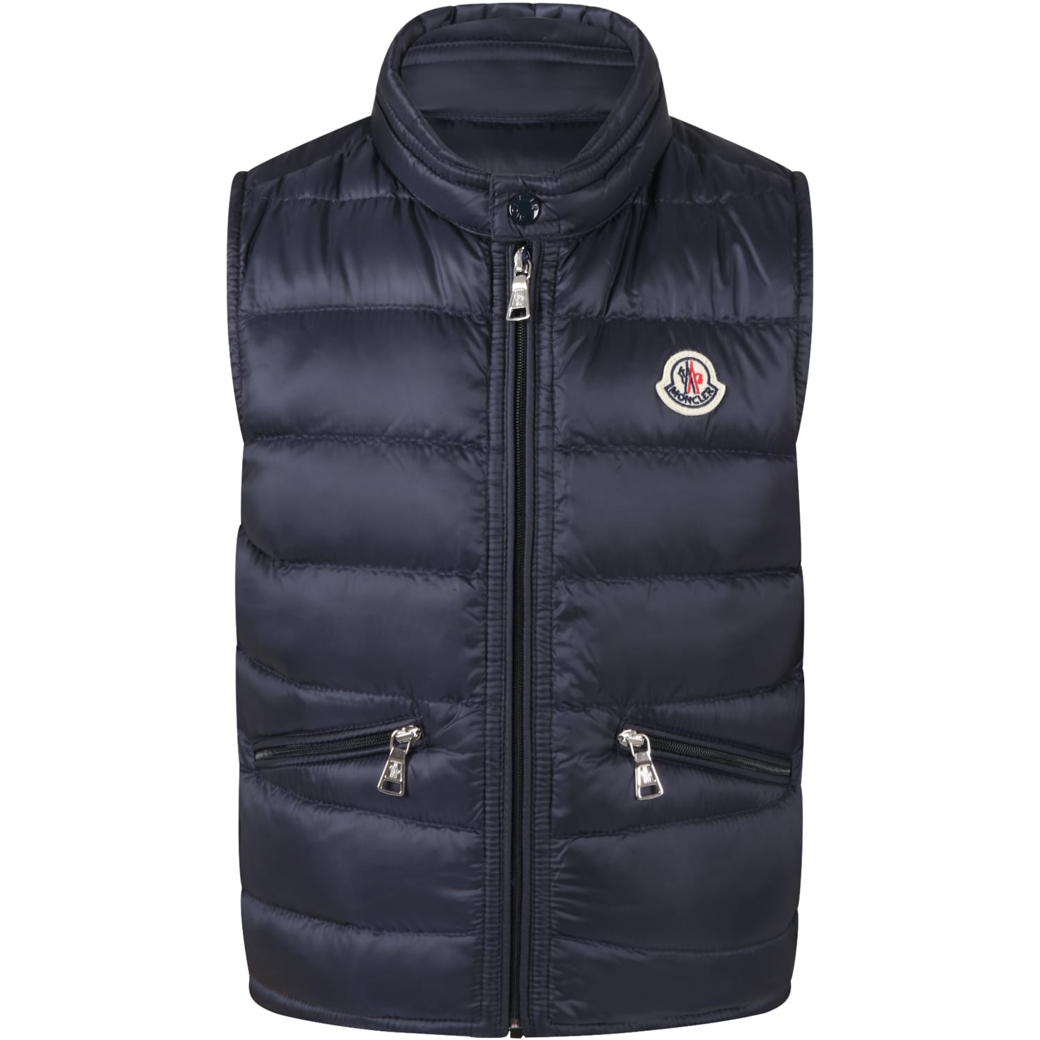 Moncler Blue Vest gui For For Boy With Patch Logo