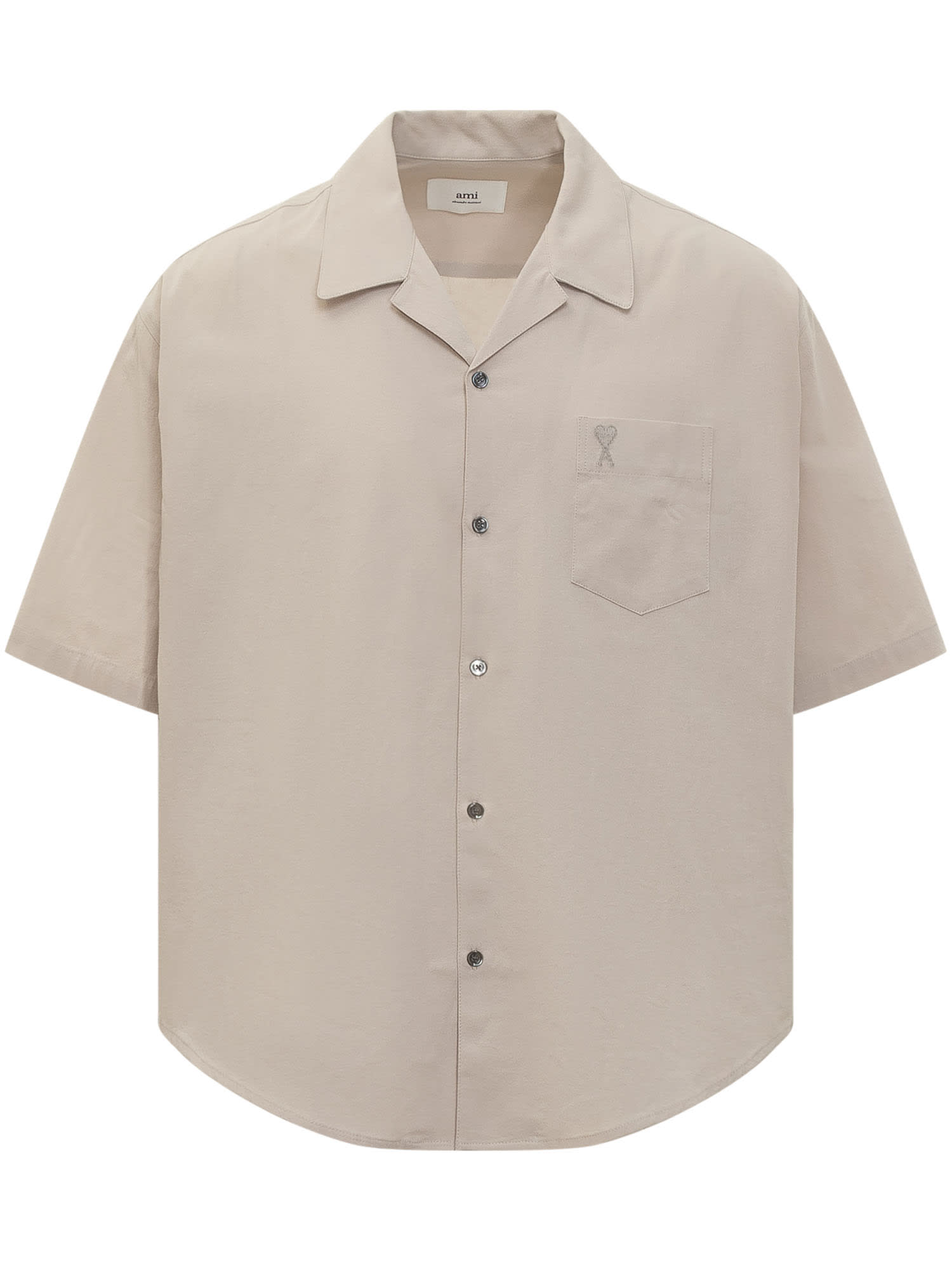 Ami Alexandre Mattiussi Boxy Fit Shirt With Logo In Light Beige