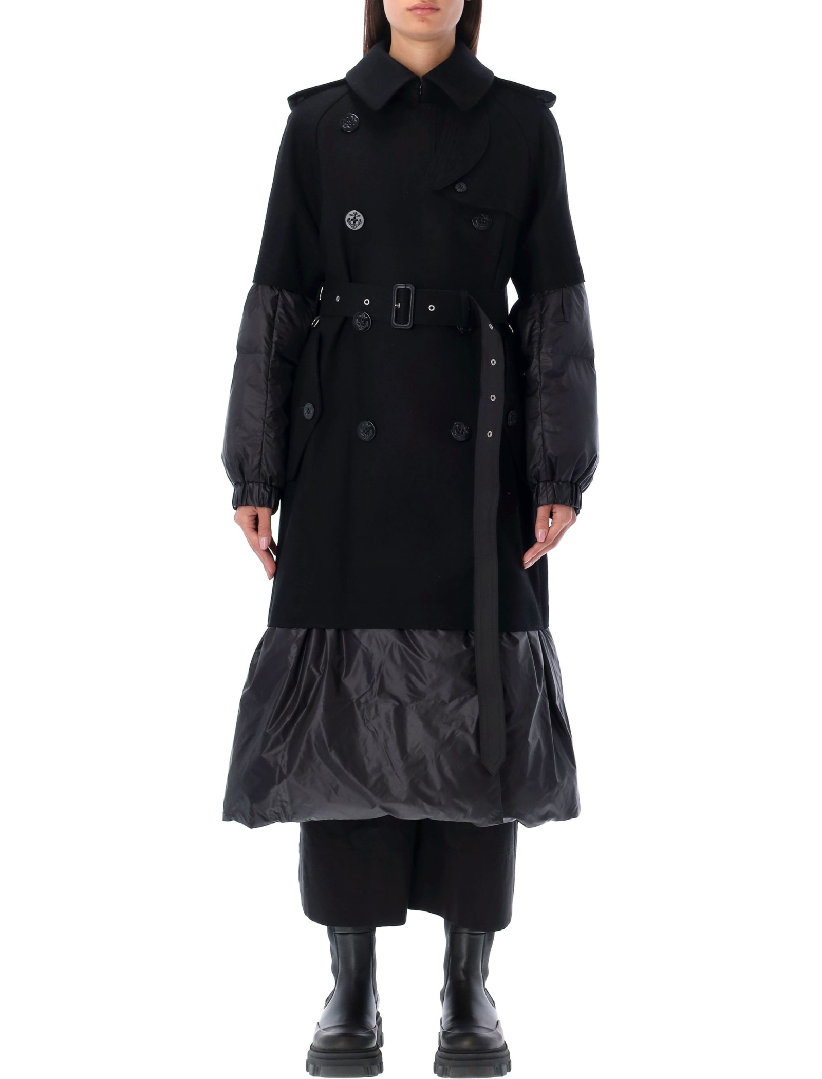Sacai Padded Inserts Wool Trench Coat