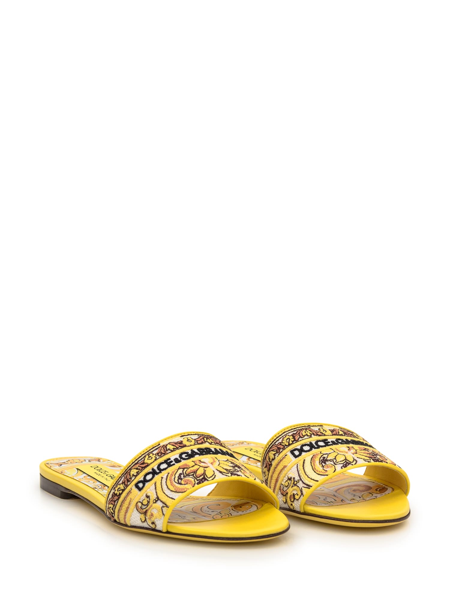 Shop Dolce & Gabbana Flat Slipper Embroidered In Multicolor/sole