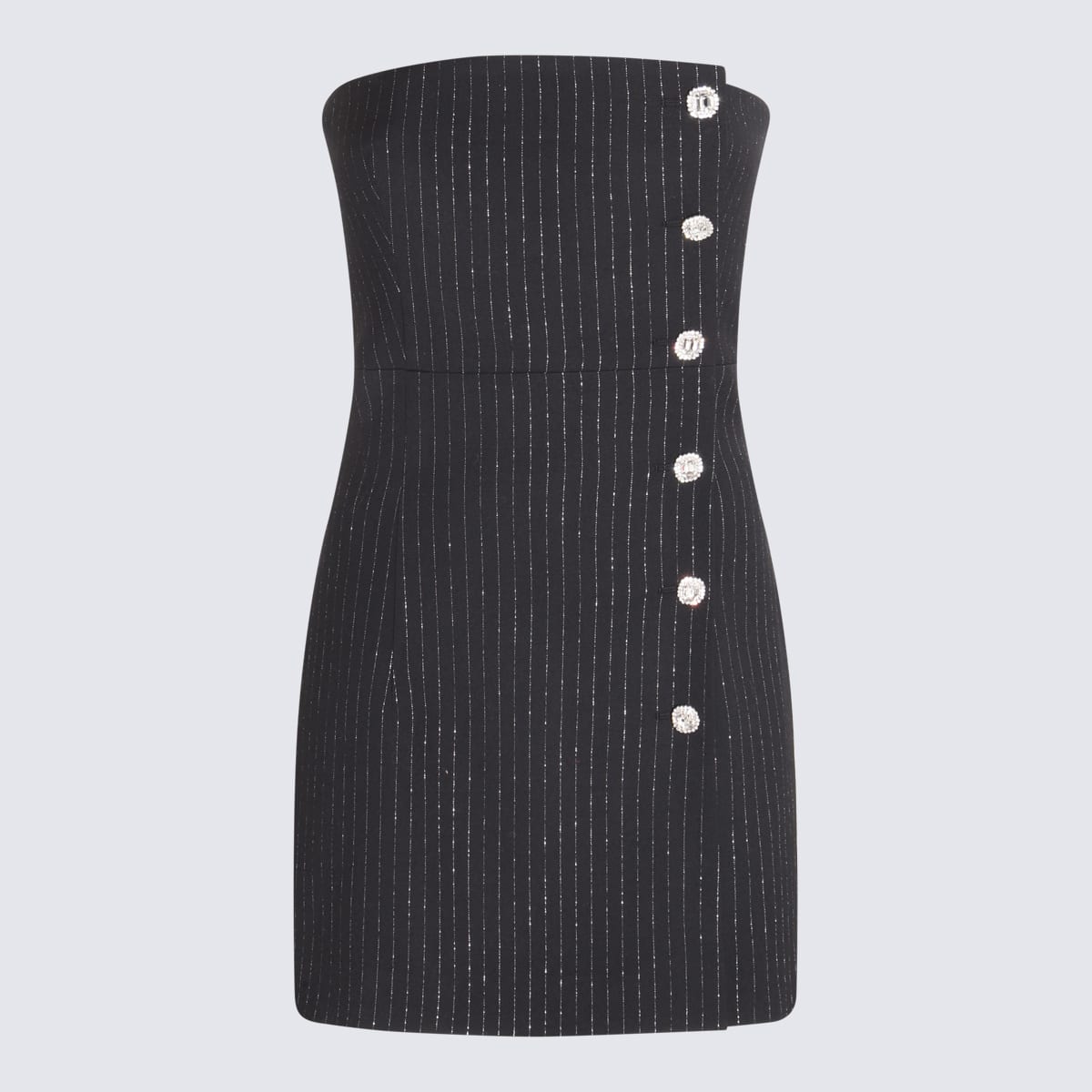 Shop Alessandra Rich Black And Silver-tone Wool Blend Dress