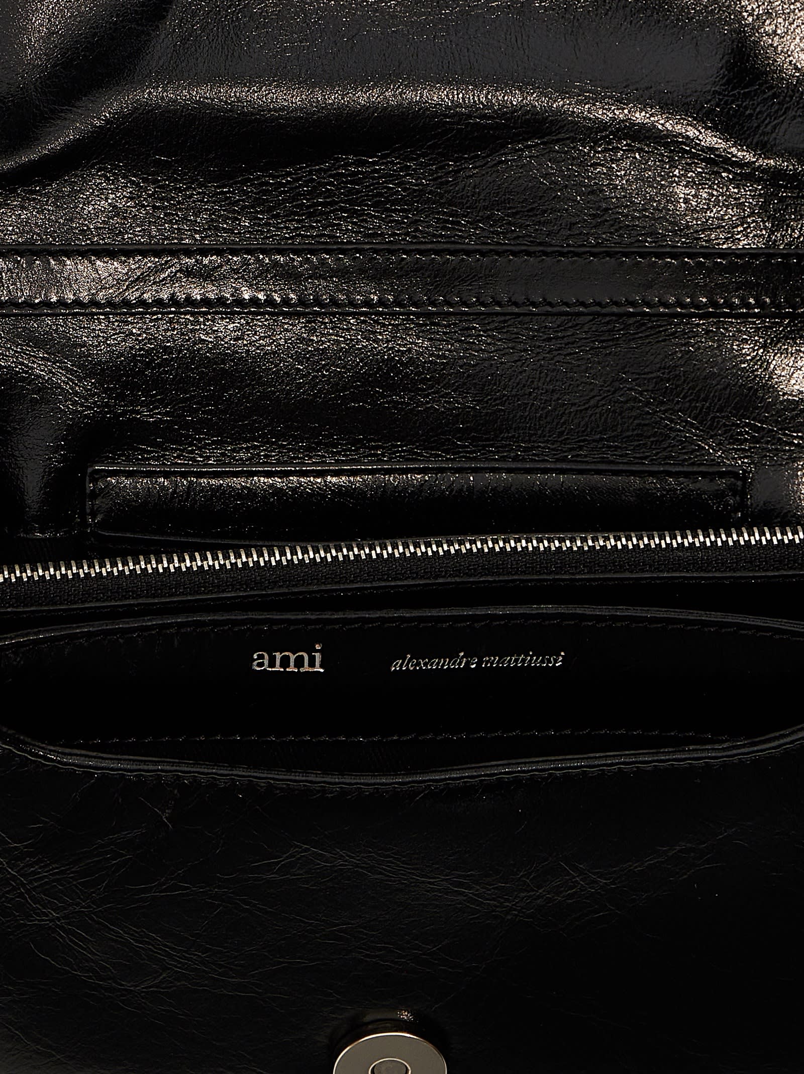 Shop Ami Alexandre Mattiussi Logo Shoulder Strap In 001 Black