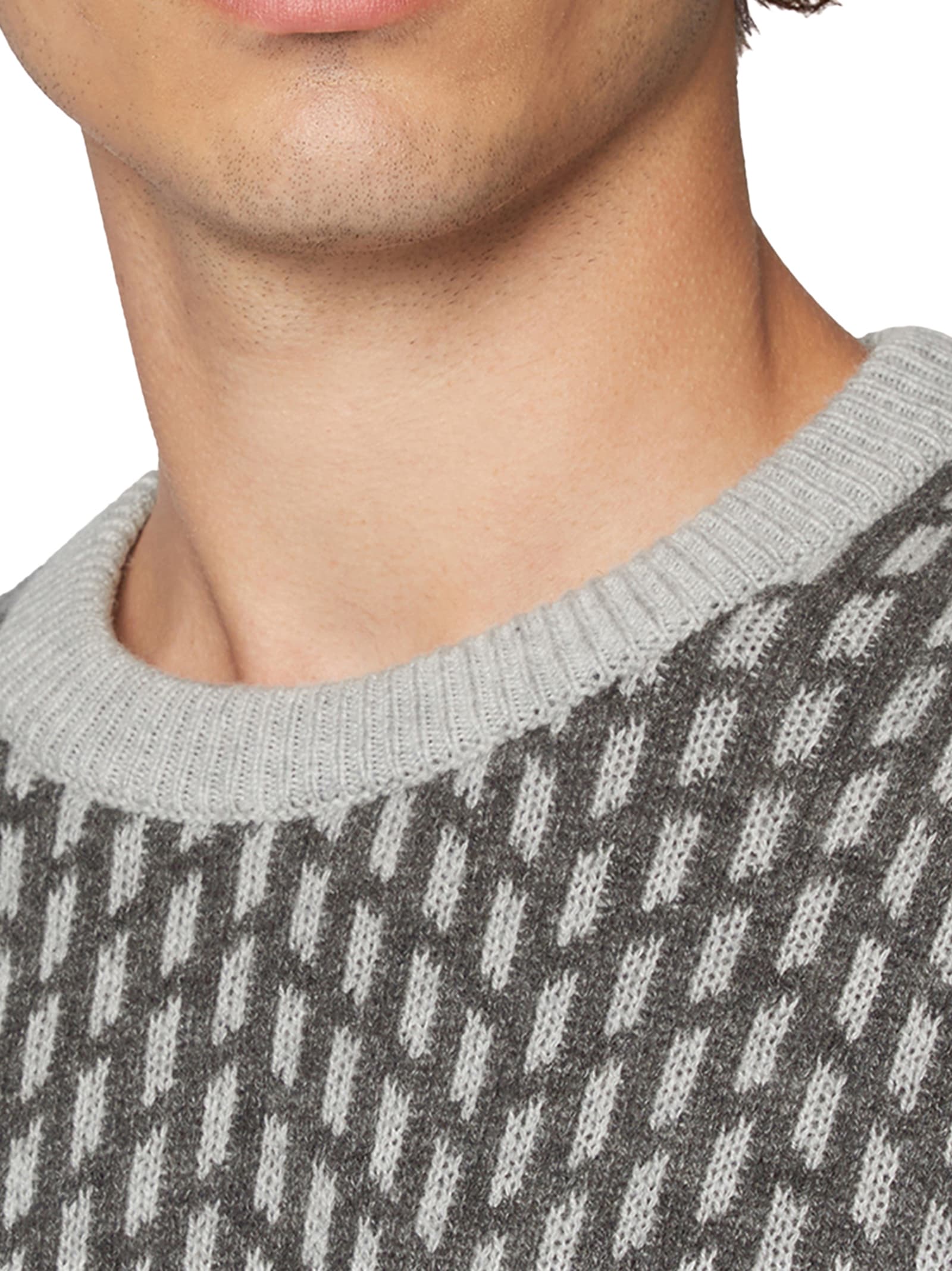 Shop Kiton Sweater Roundneck Cashmere In Light Grey/medium Grey