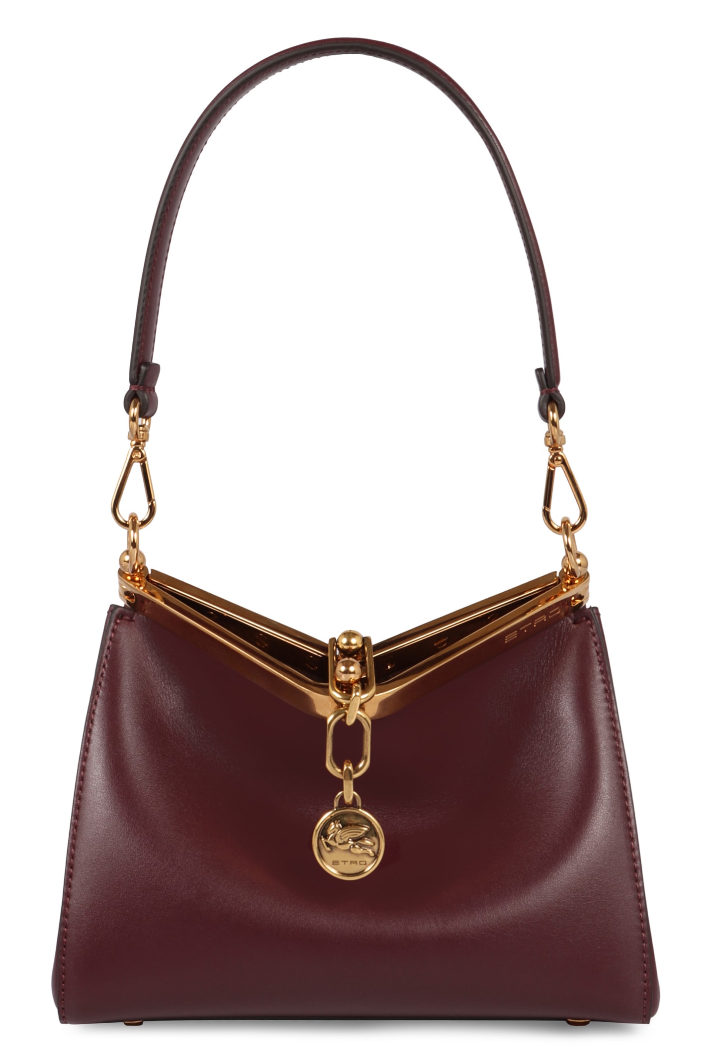 Shop Etro Vela Mini Leather Shoulder Bag In Burgundy