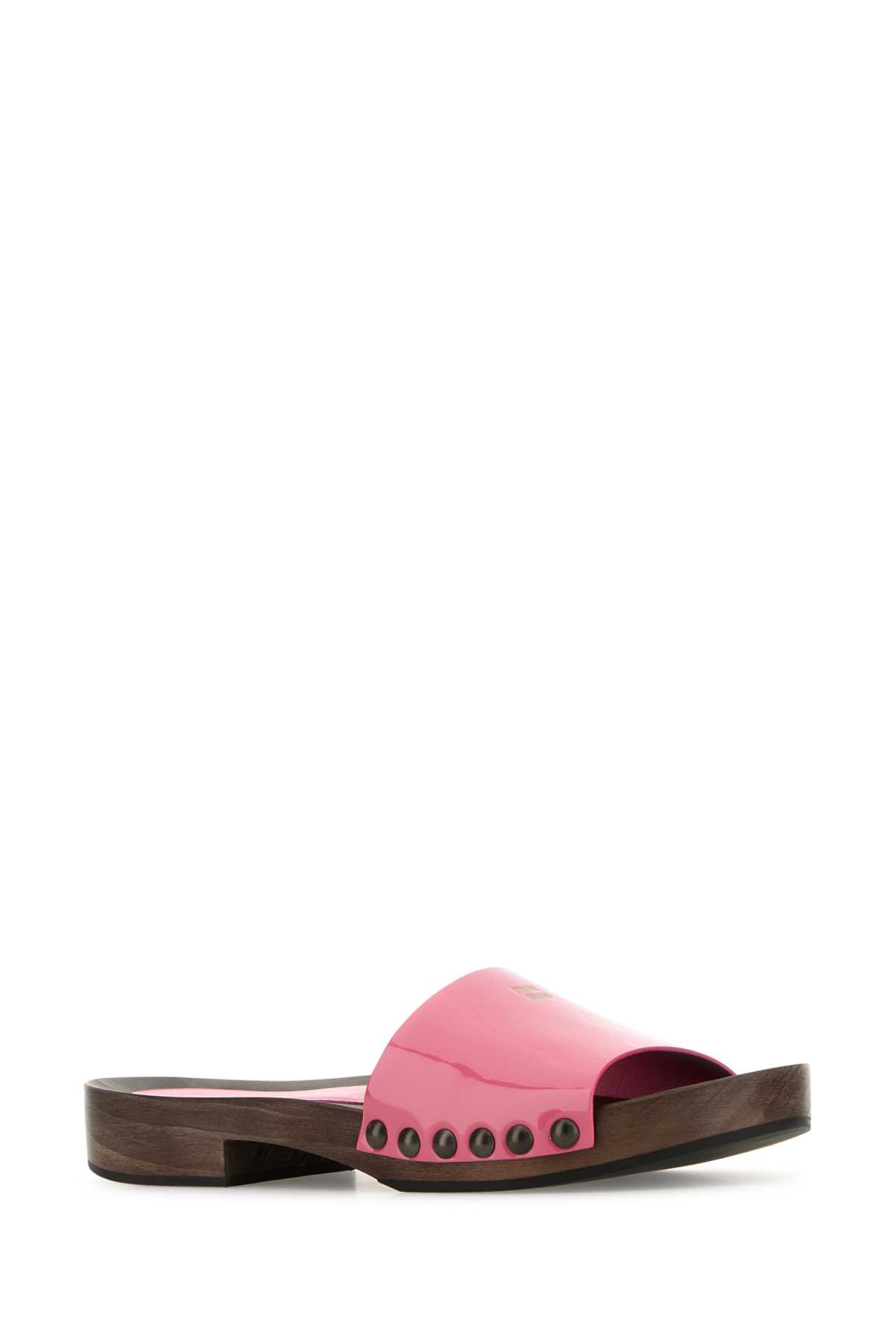 Miu Miu Leather Clogs With Studded Detail And Flat Sole