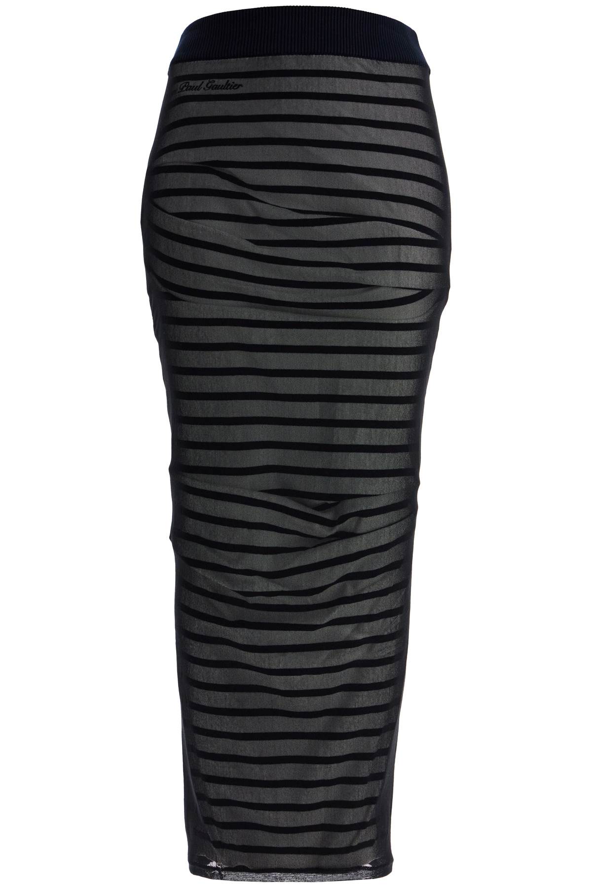 Shop Jean Paul Gaultier Striped Skirt In In Navy/white/black (black)