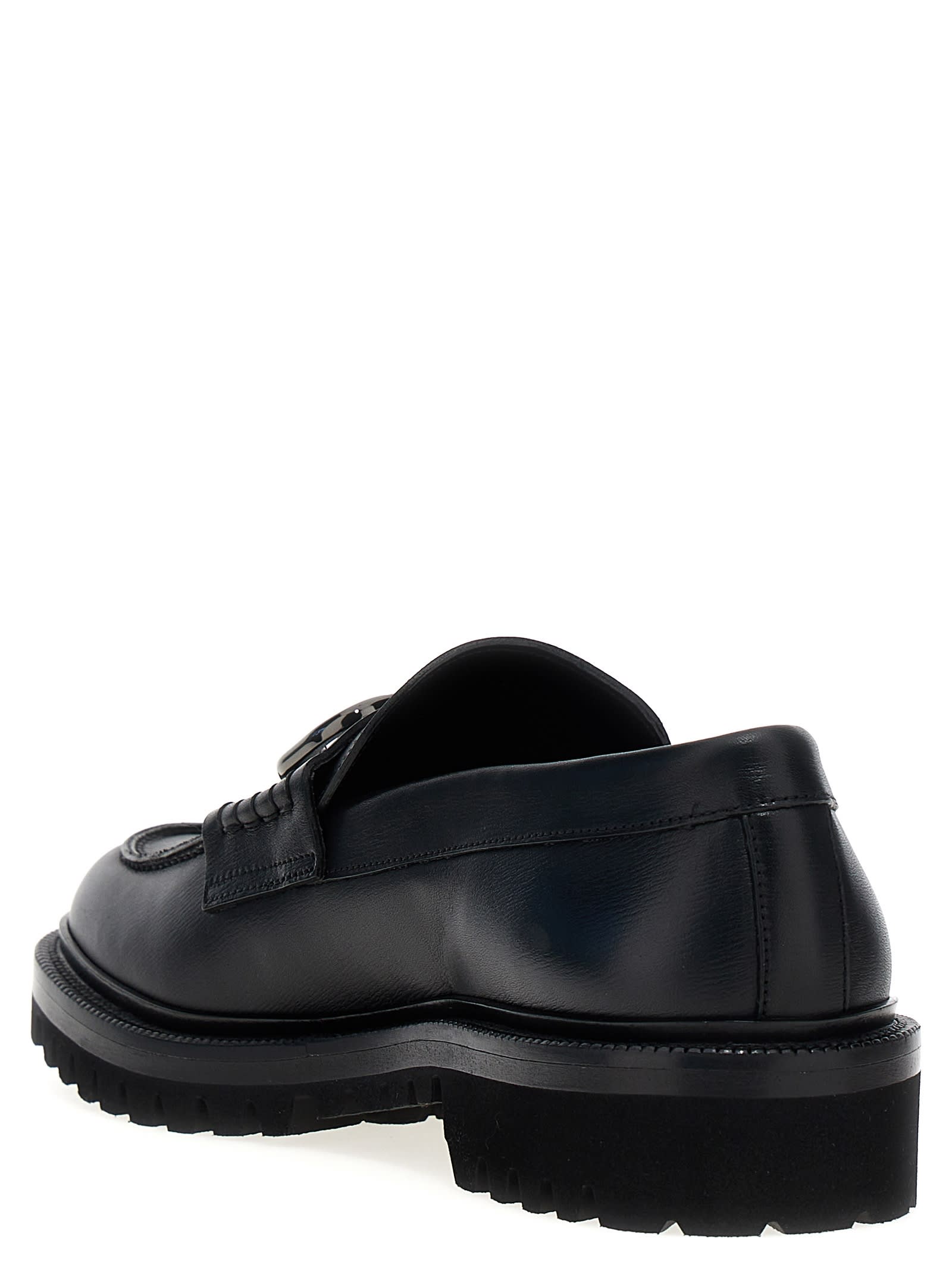 Shop Valentino Vlogo Signature Loafers In Black