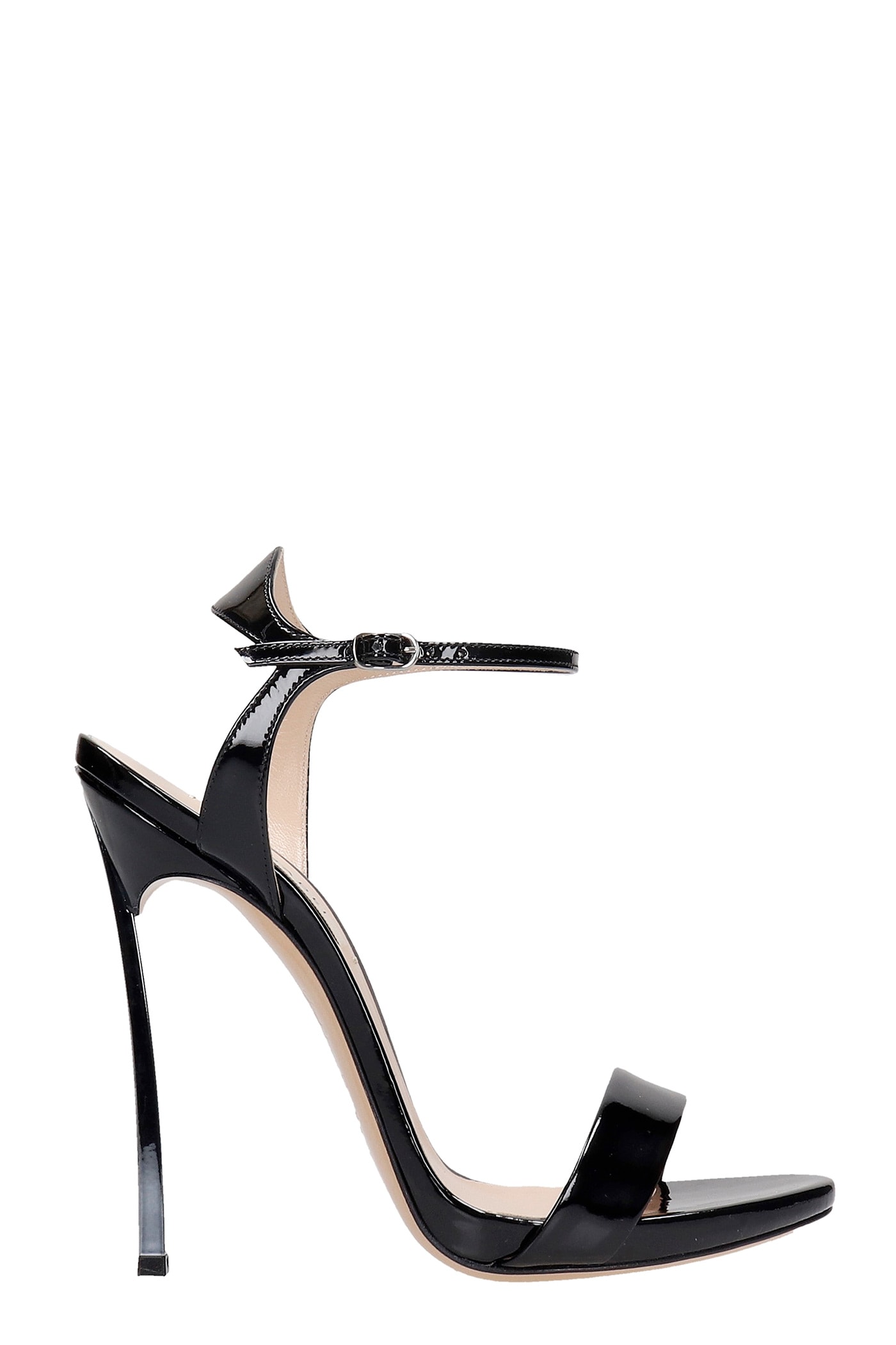 Casadei Sandals In Black Patent Leather