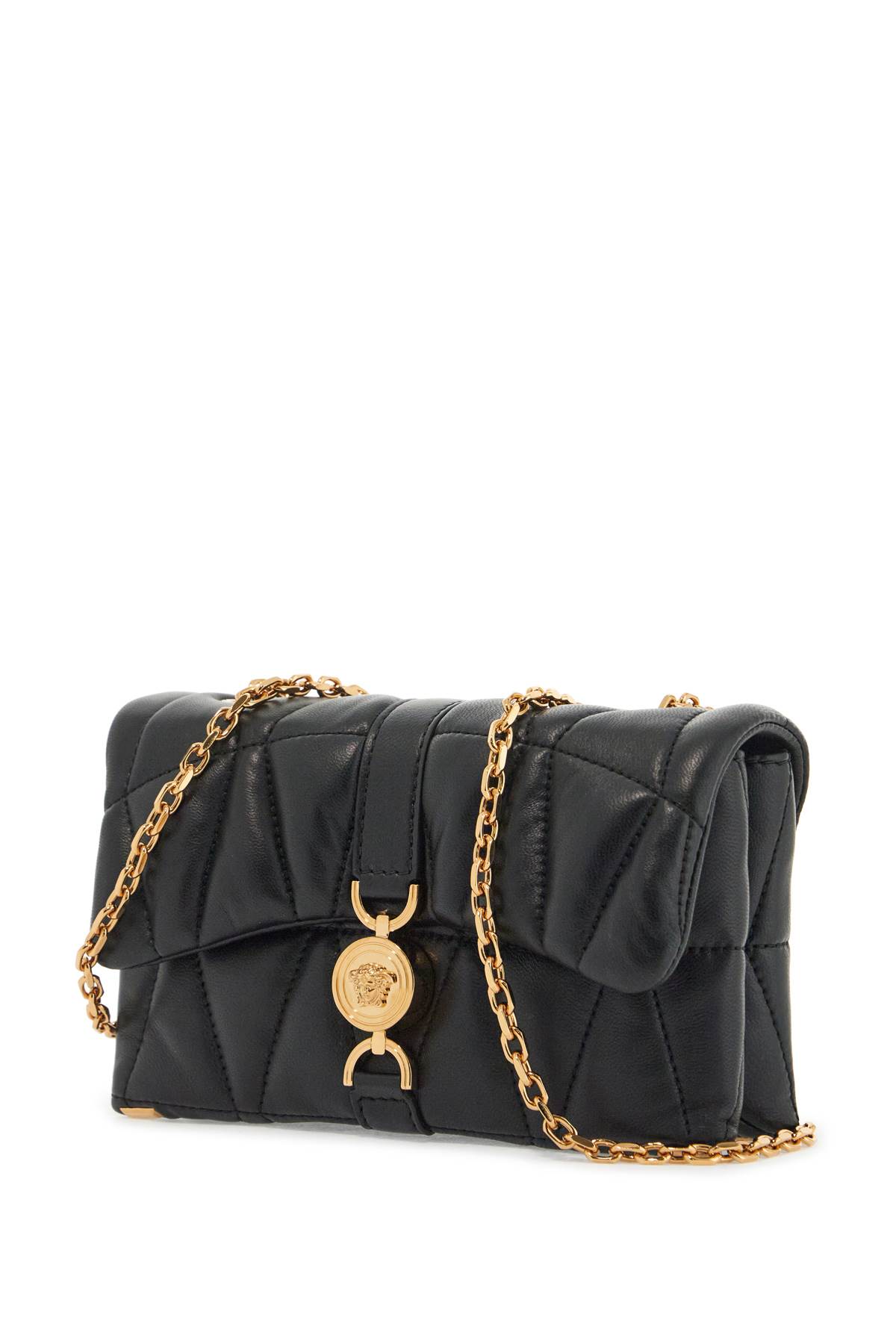 Versace Mini Nappa Kleo Bag In In Black- Gold
