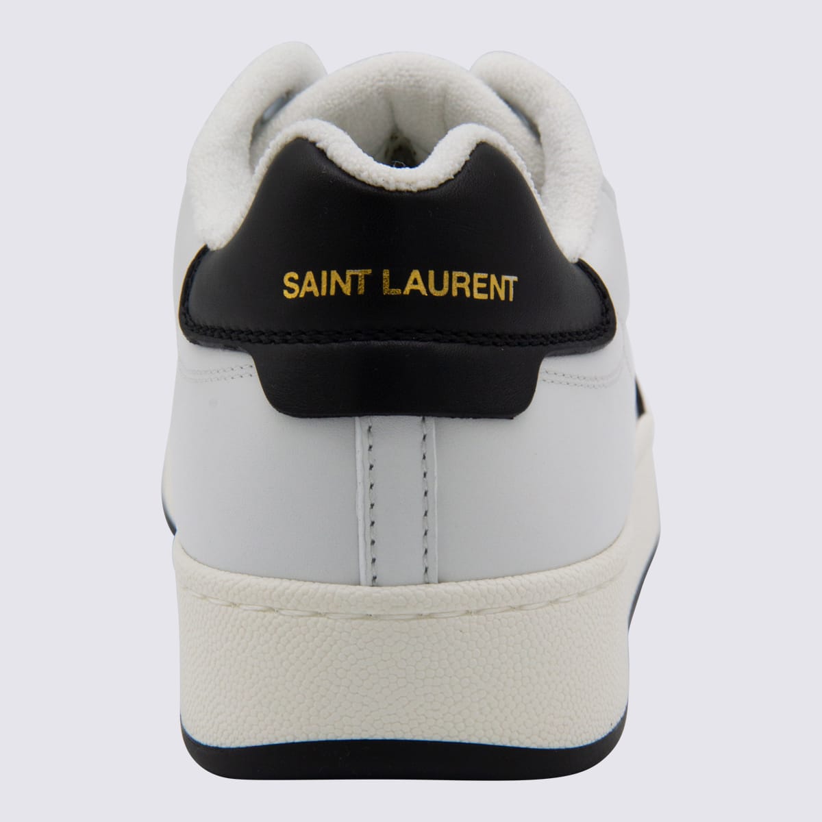 Saint Laurent Smooth Leather Sneakers Contrast Panel In White