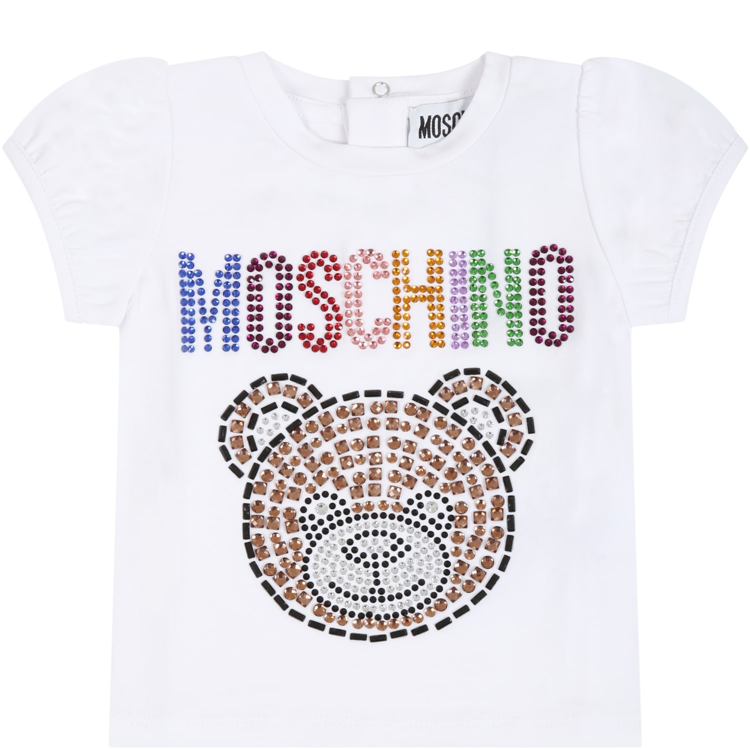 Moschino White T-shirt For Babygirl With Teddy Bear