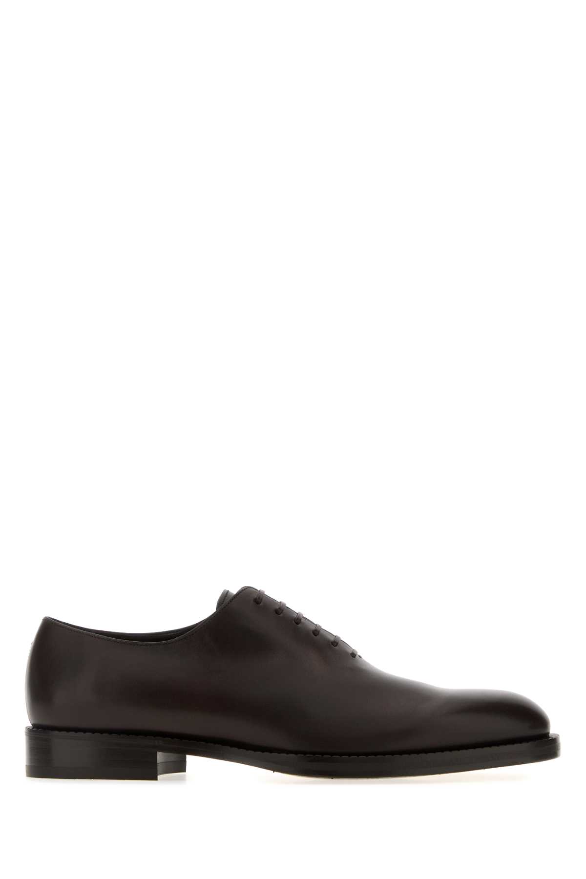 Ferragamo Dark Brown Leather Amber Lace-up Shoes In Brown