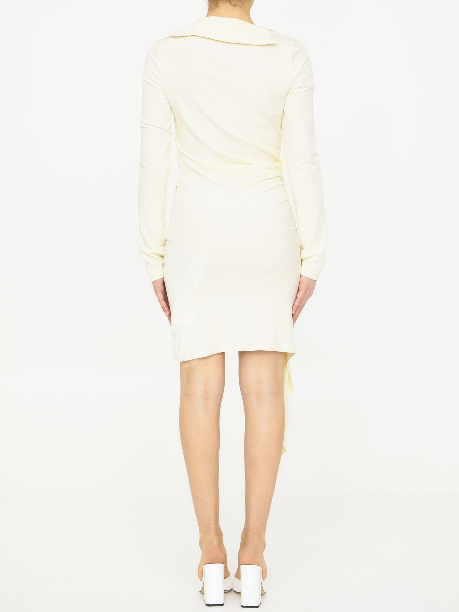 Shop Off-white Viscose Crêpe Draped Dress In White