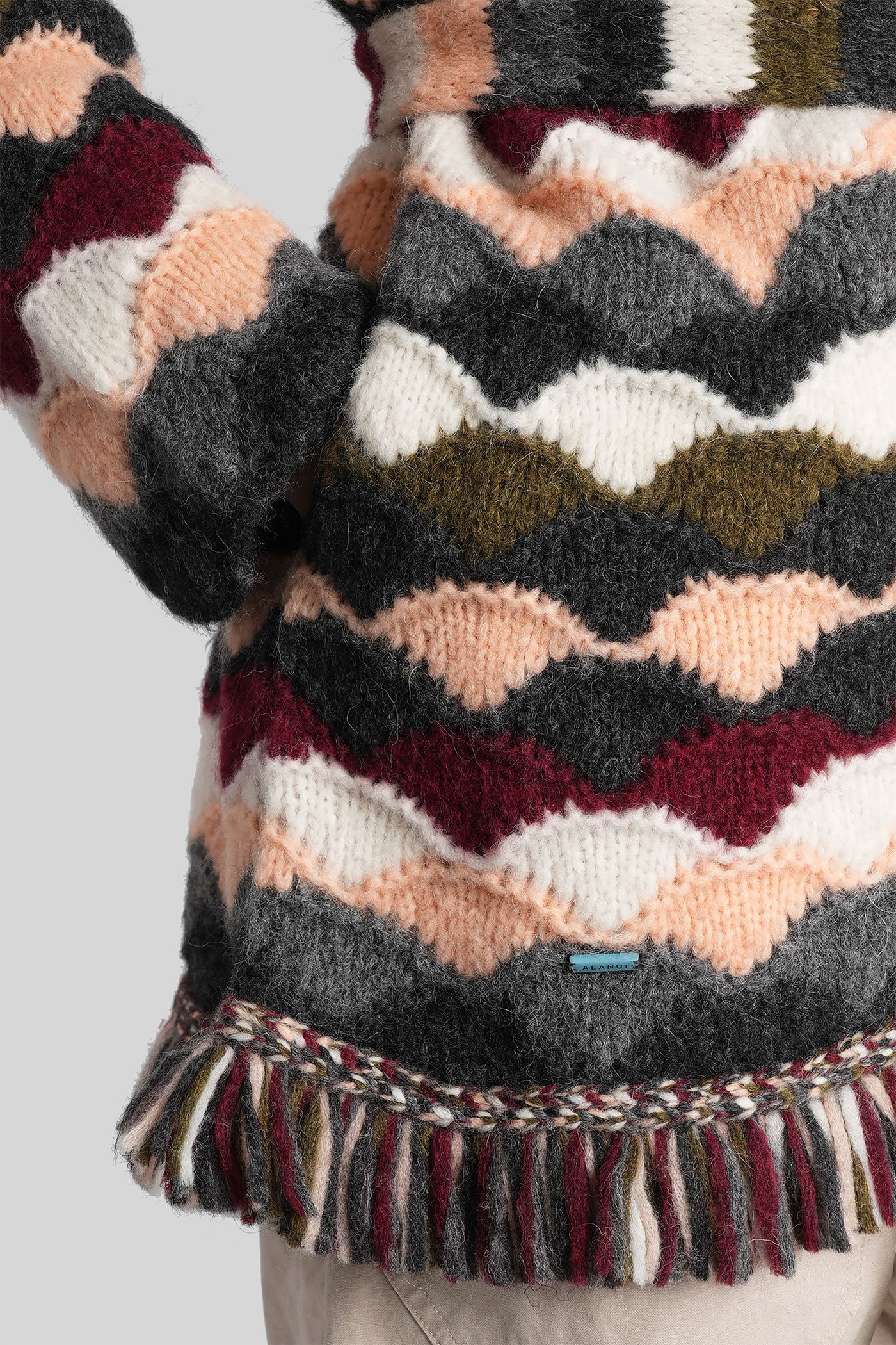 Alanui Wave-pattern Fringed Cardigan In Multi
