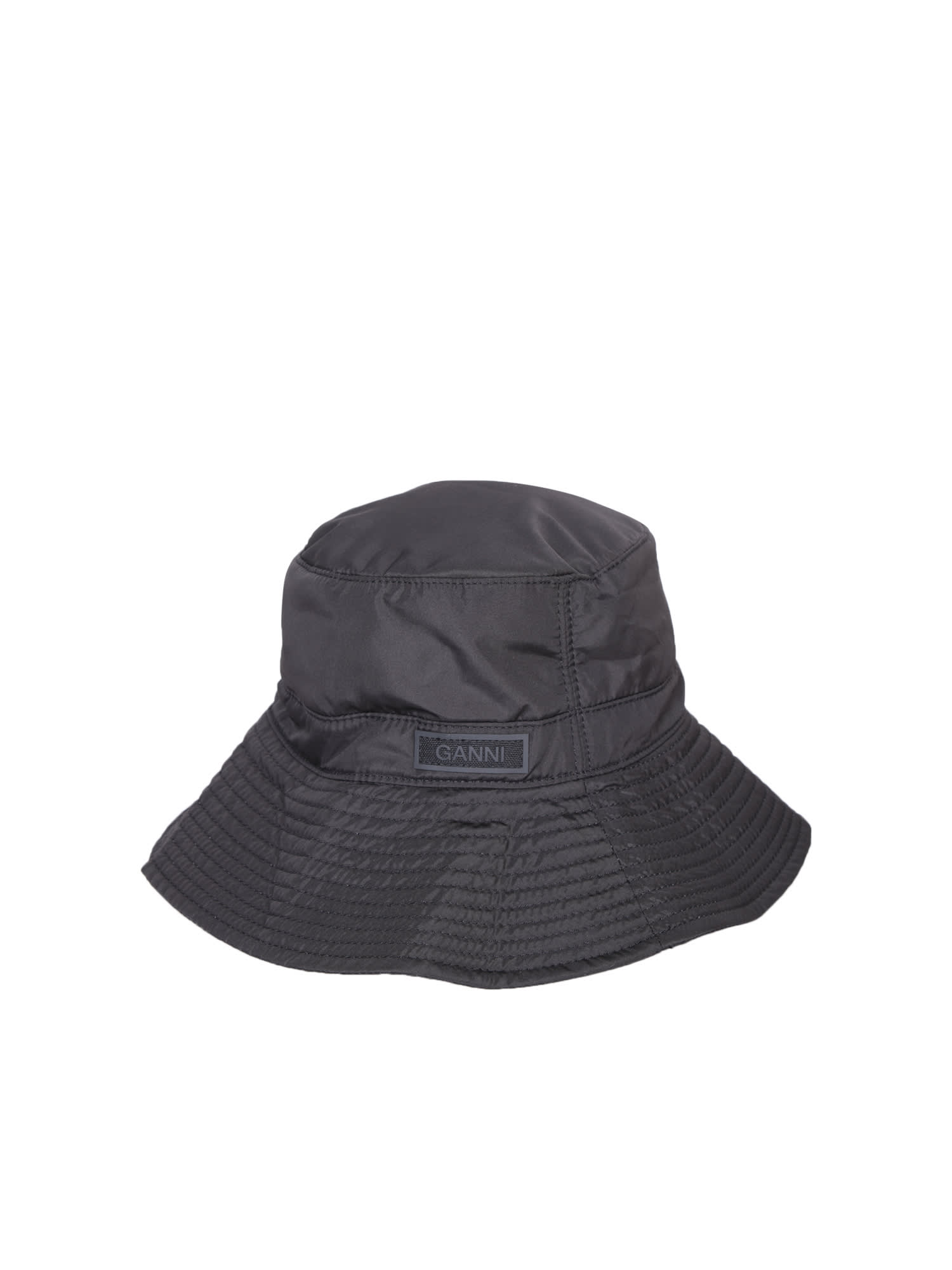 Shop Ganni Black Tech Bucket Hat