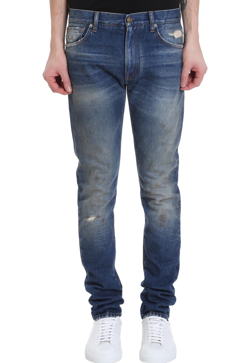 ALANUI SLIM 5 POKET JEANS IN BLUE DENIM,11213677