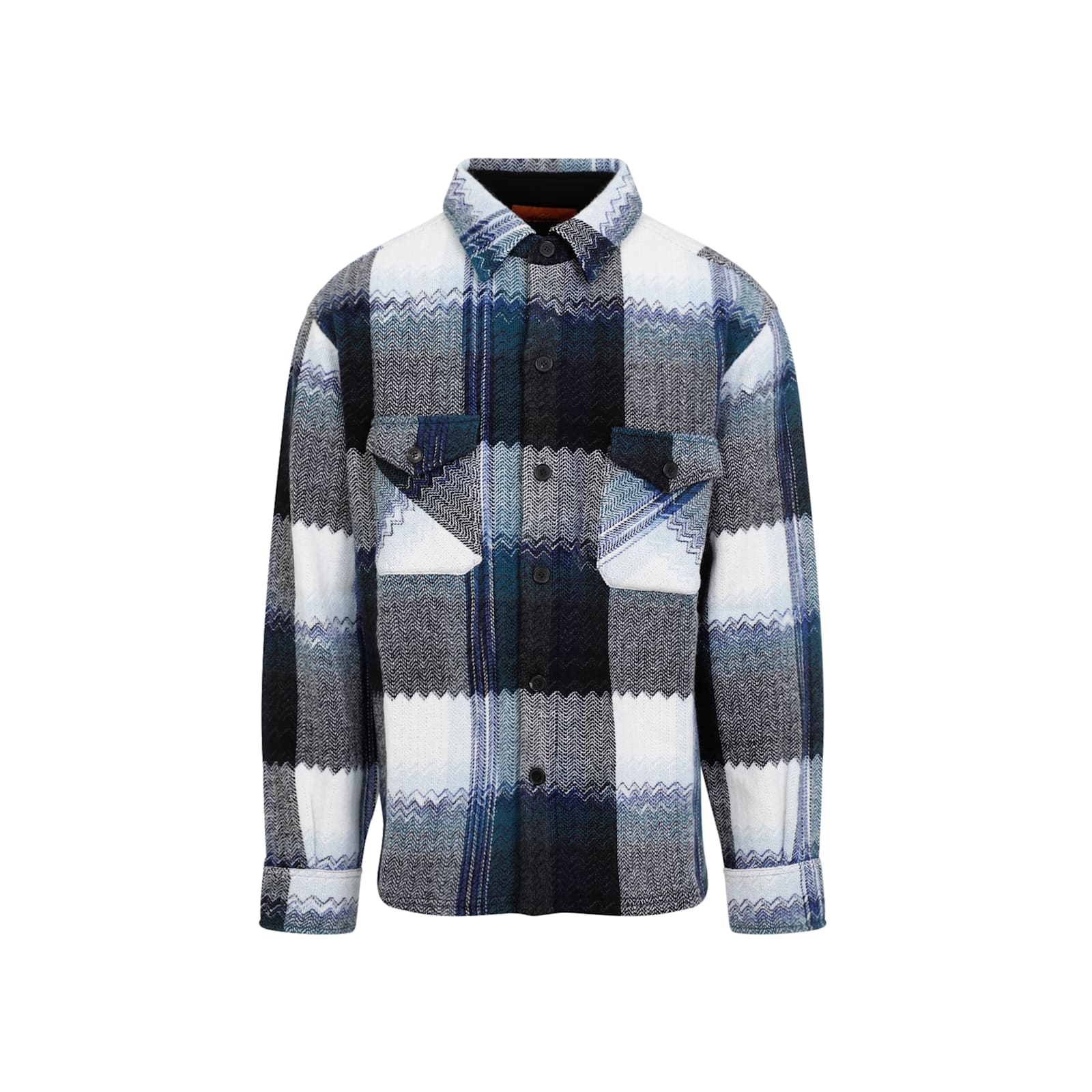 Shop Missoni Wool Overshirt In Gc Grey Blue Tones