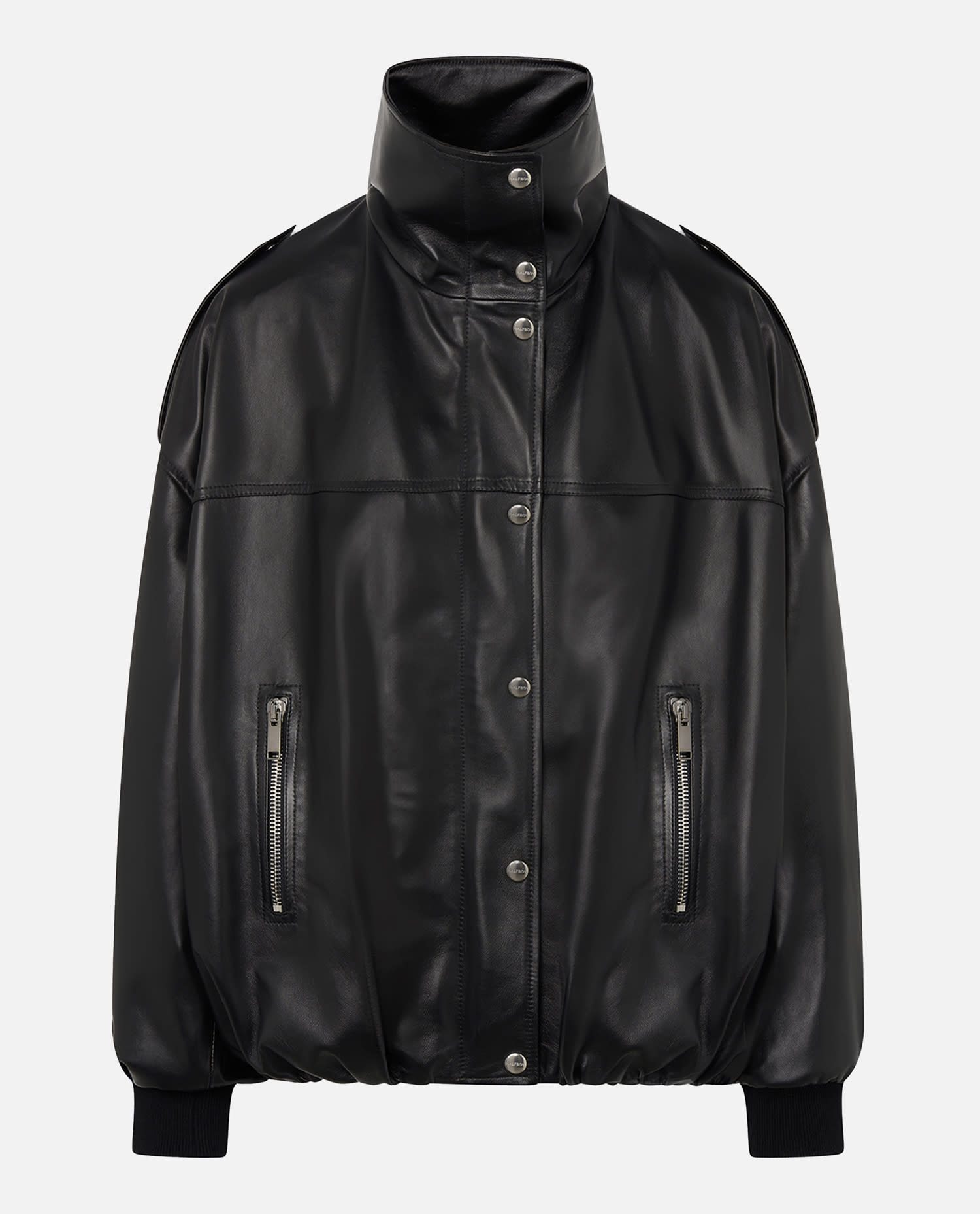 Halfboy Smooth Leather Bomber In Black