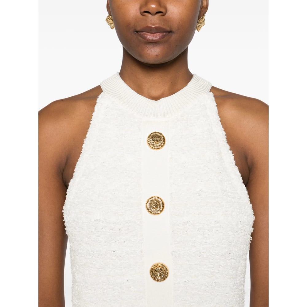 Balmain Button-detail Mini Dress In White