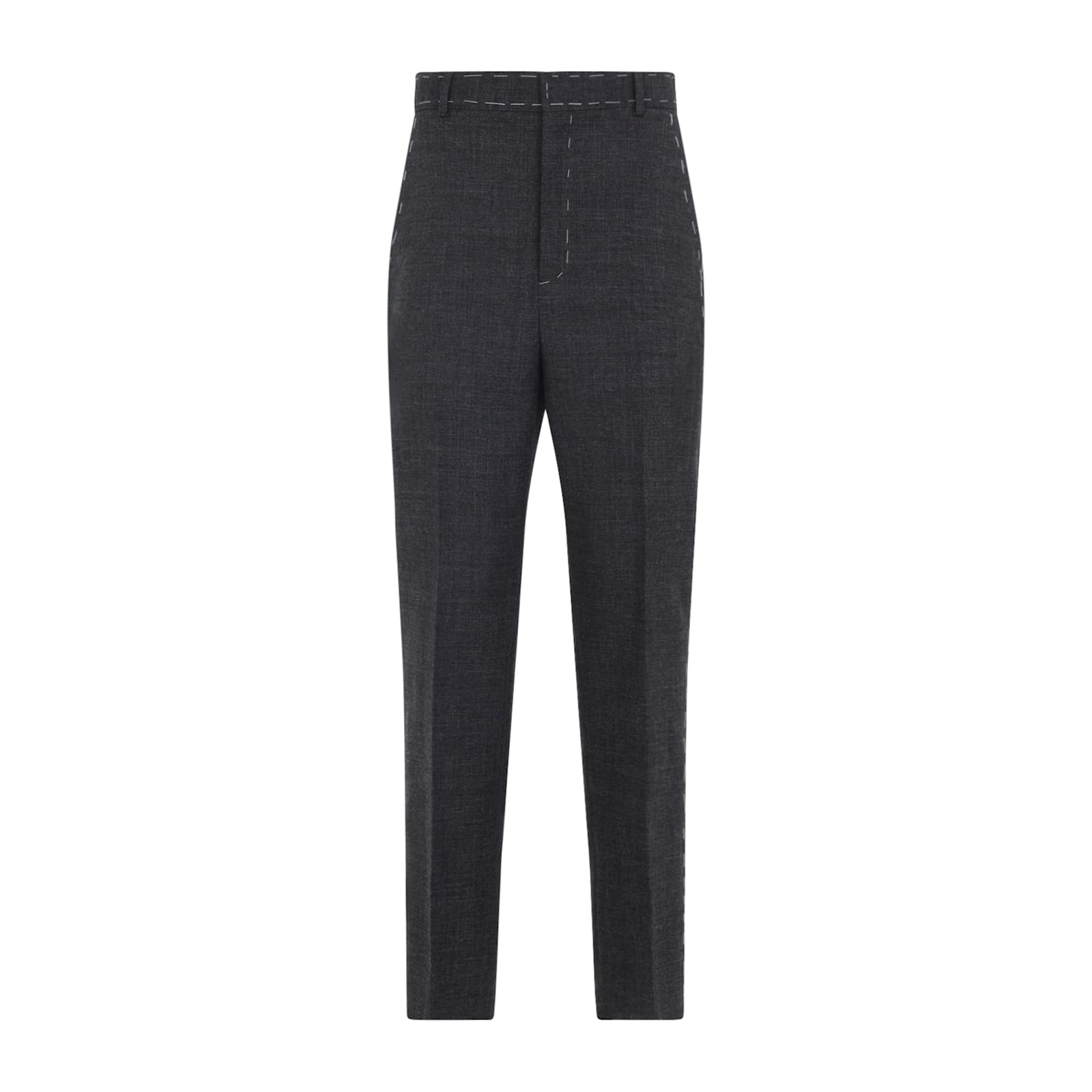 Moschino Contrasted-stitch Wool Pants In Gray