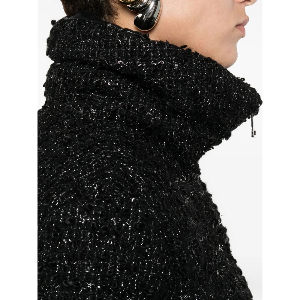 Moncler Textured Urbel Down Jacket With High Collar In Black