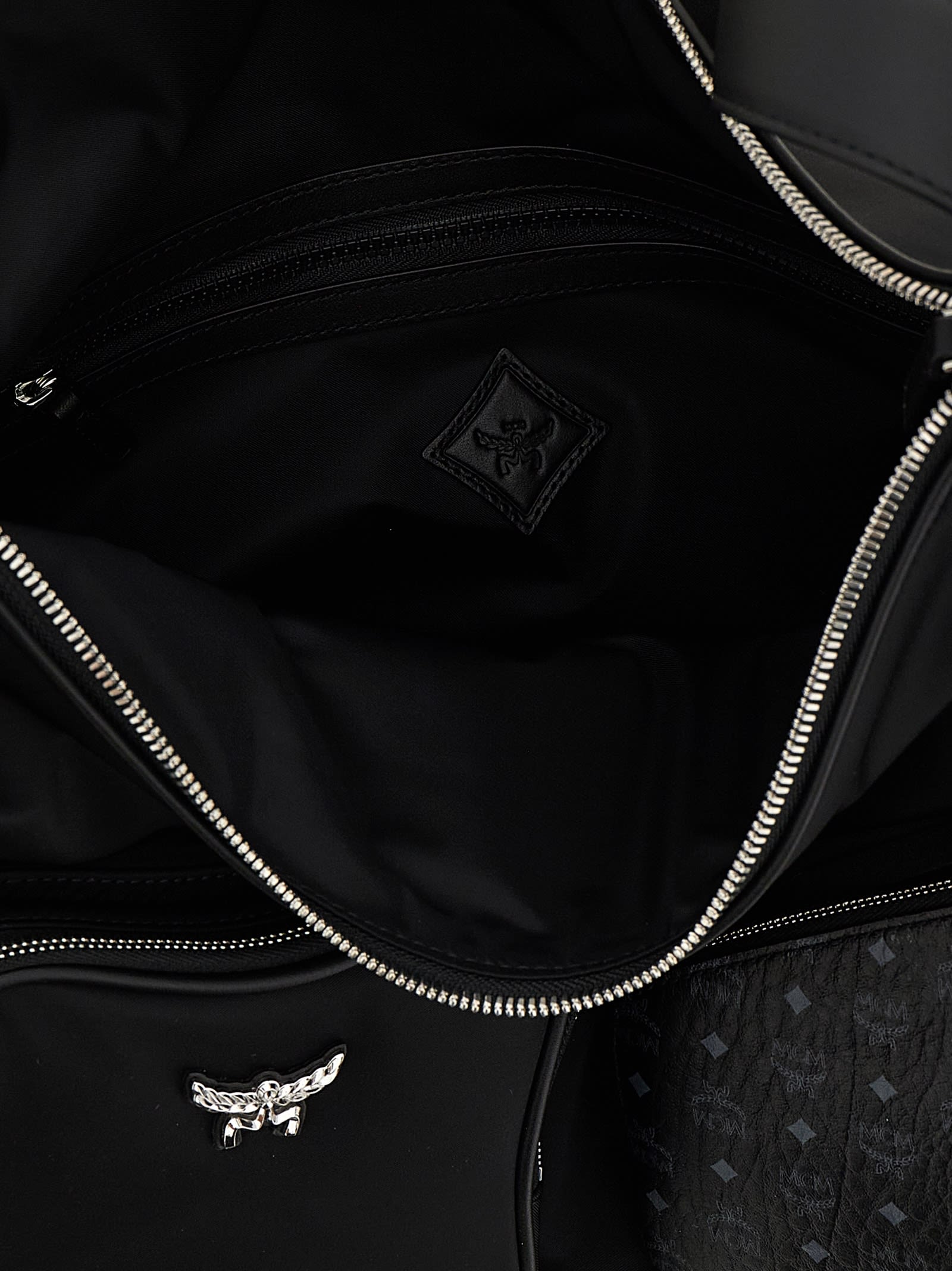 Mcm Nylon Shoulder Bag With Spacious Compartments In Black