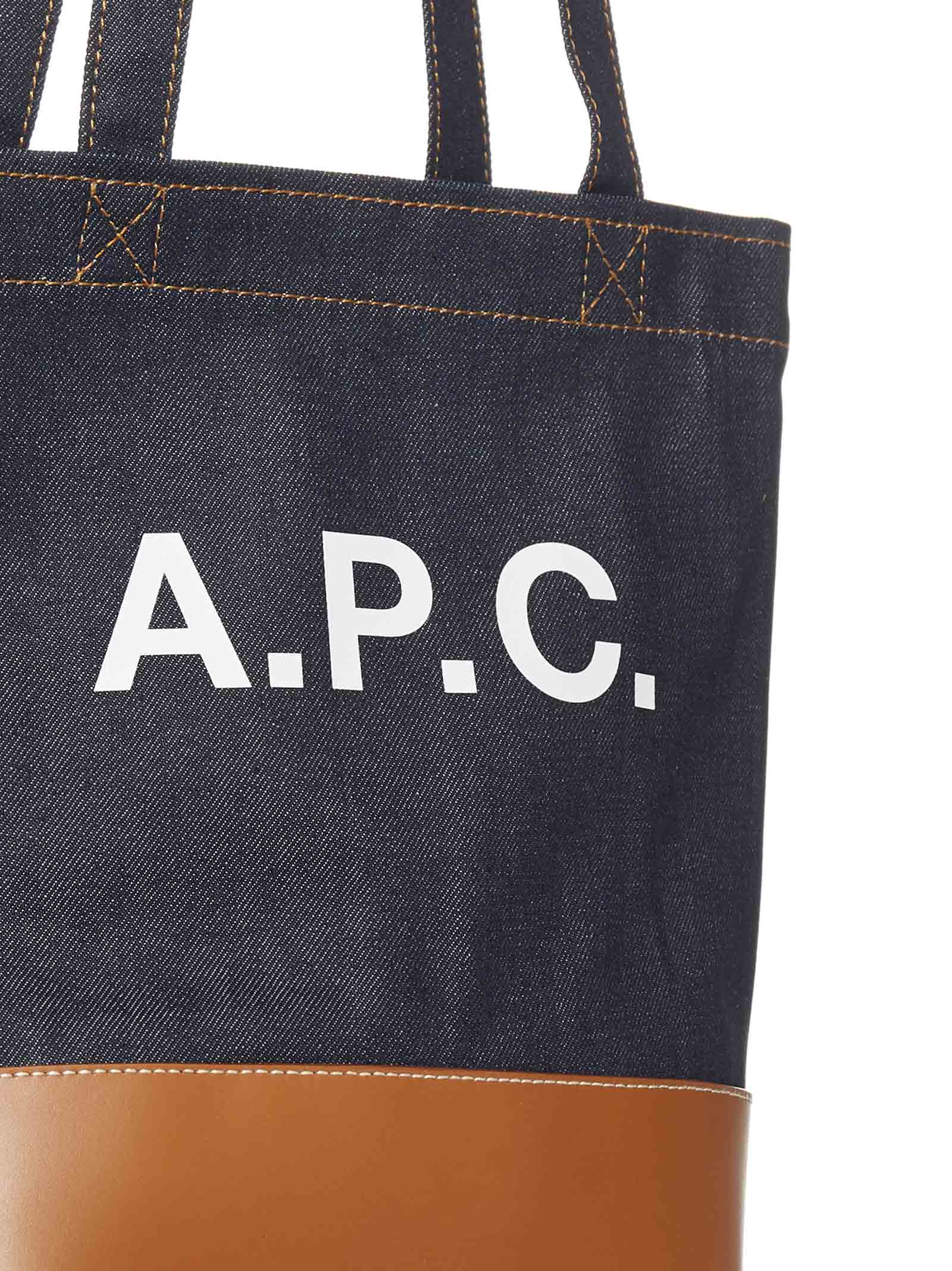 Apc A.p.c. A.p.c Woman Fabric And Leather Tote Bag With Print In Brown