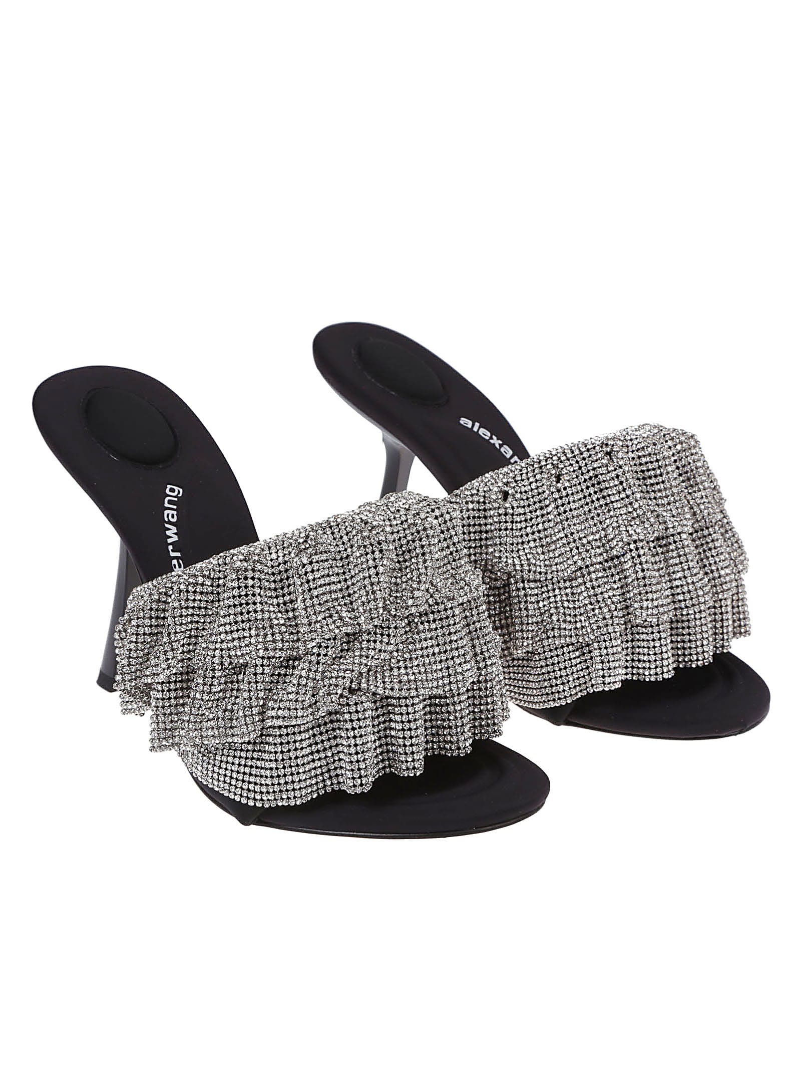 Shop Alexander Wang Nala 105 Crystal Ruffle Sandals In Black
