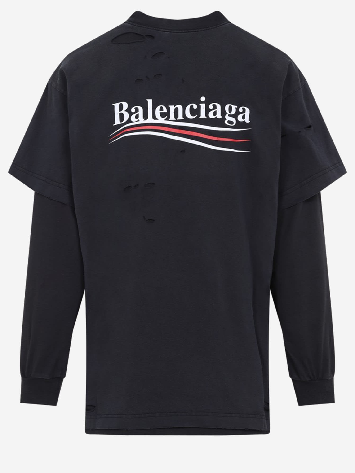 Balenciaga Black Political Campaign Long Sleeve Layered T-shirt In Black