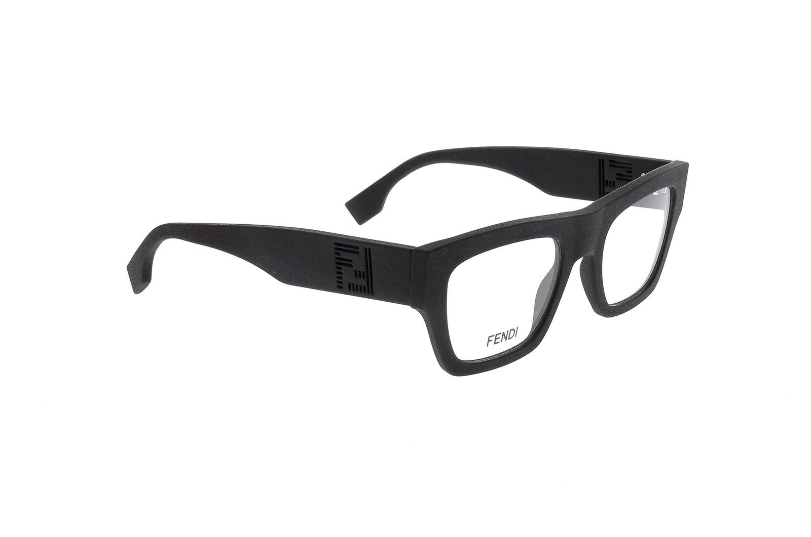 Shop Fendi Rectangular Frame Glasses In 002 - Black