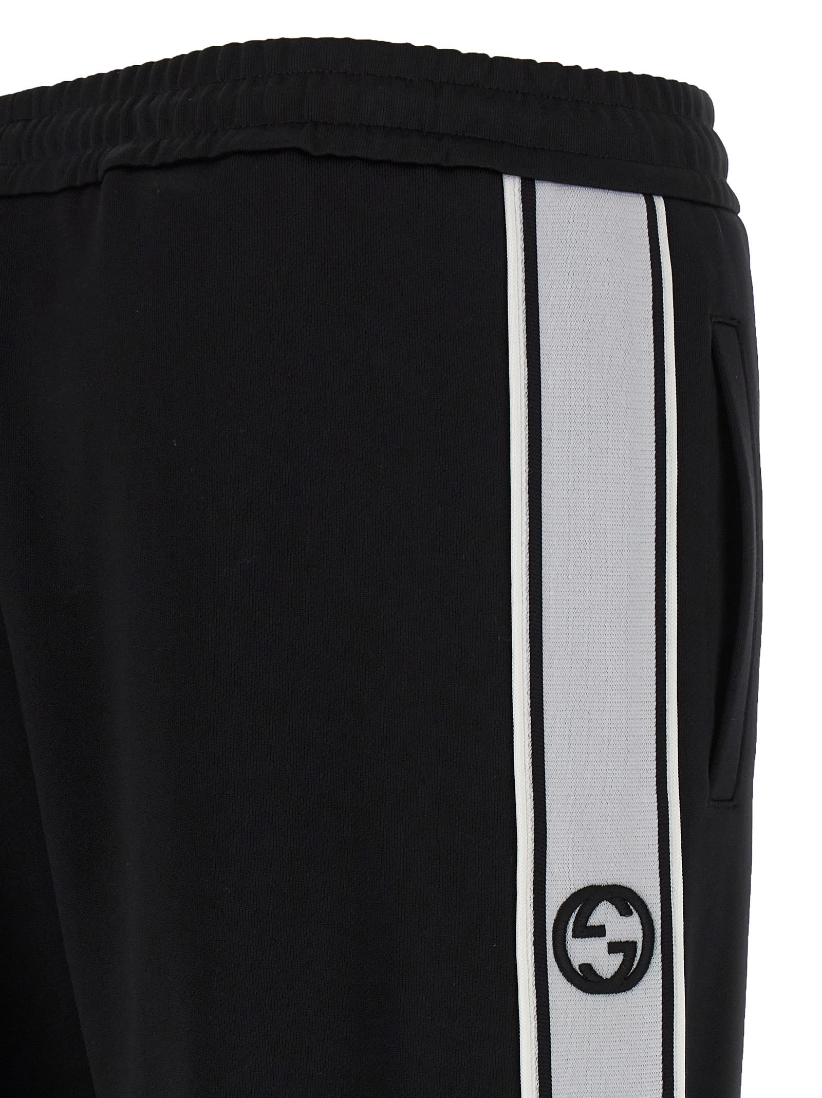 Shop Gucci Logo Band Joggers In White/black
