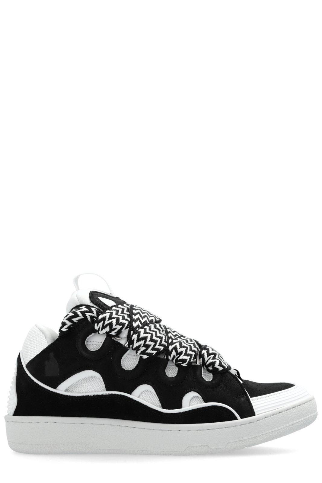 Shop Lanvin Curb Low-top Sneakers In Black White