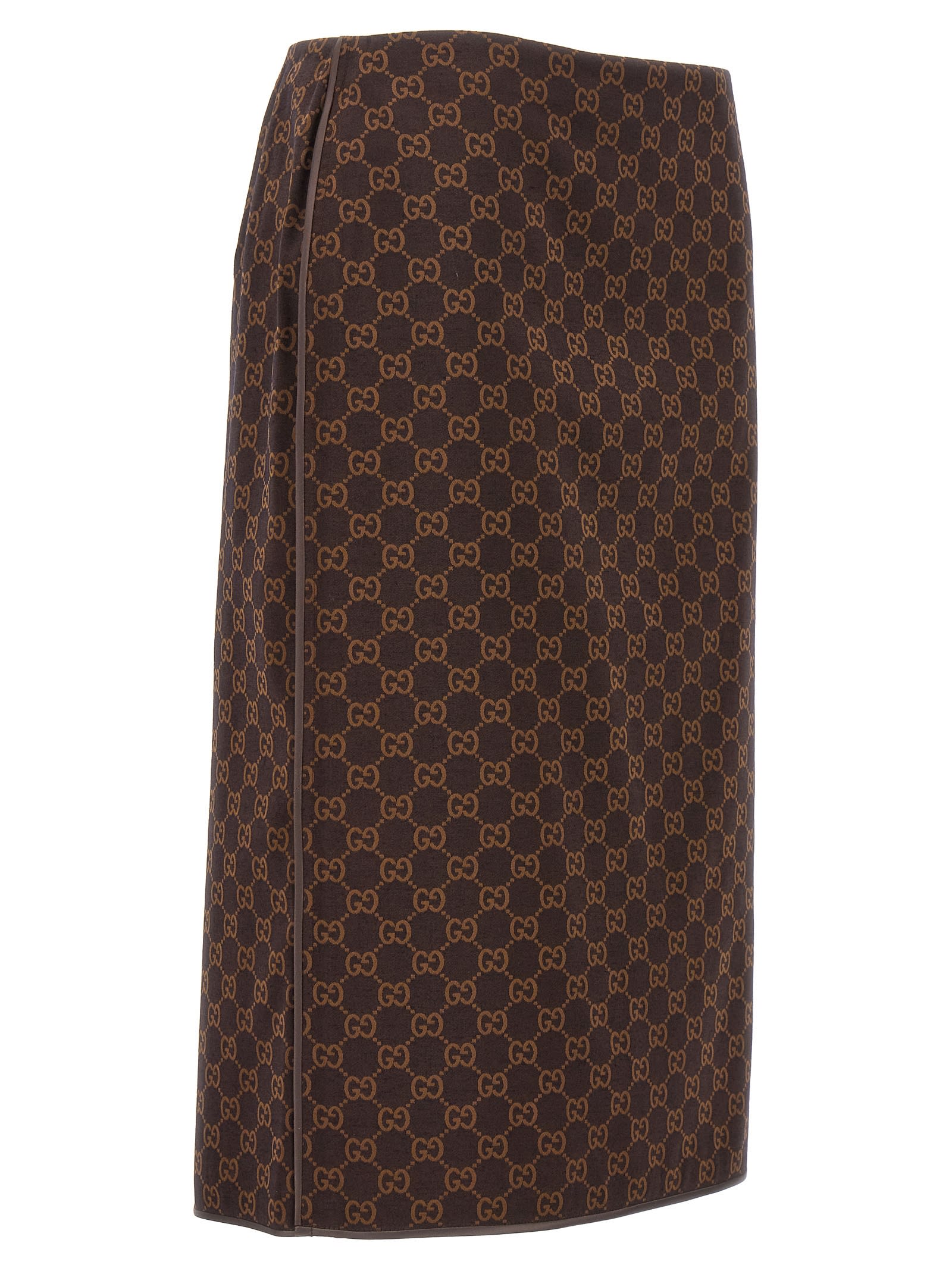 Shop Gucci Gg Skirt In Brown