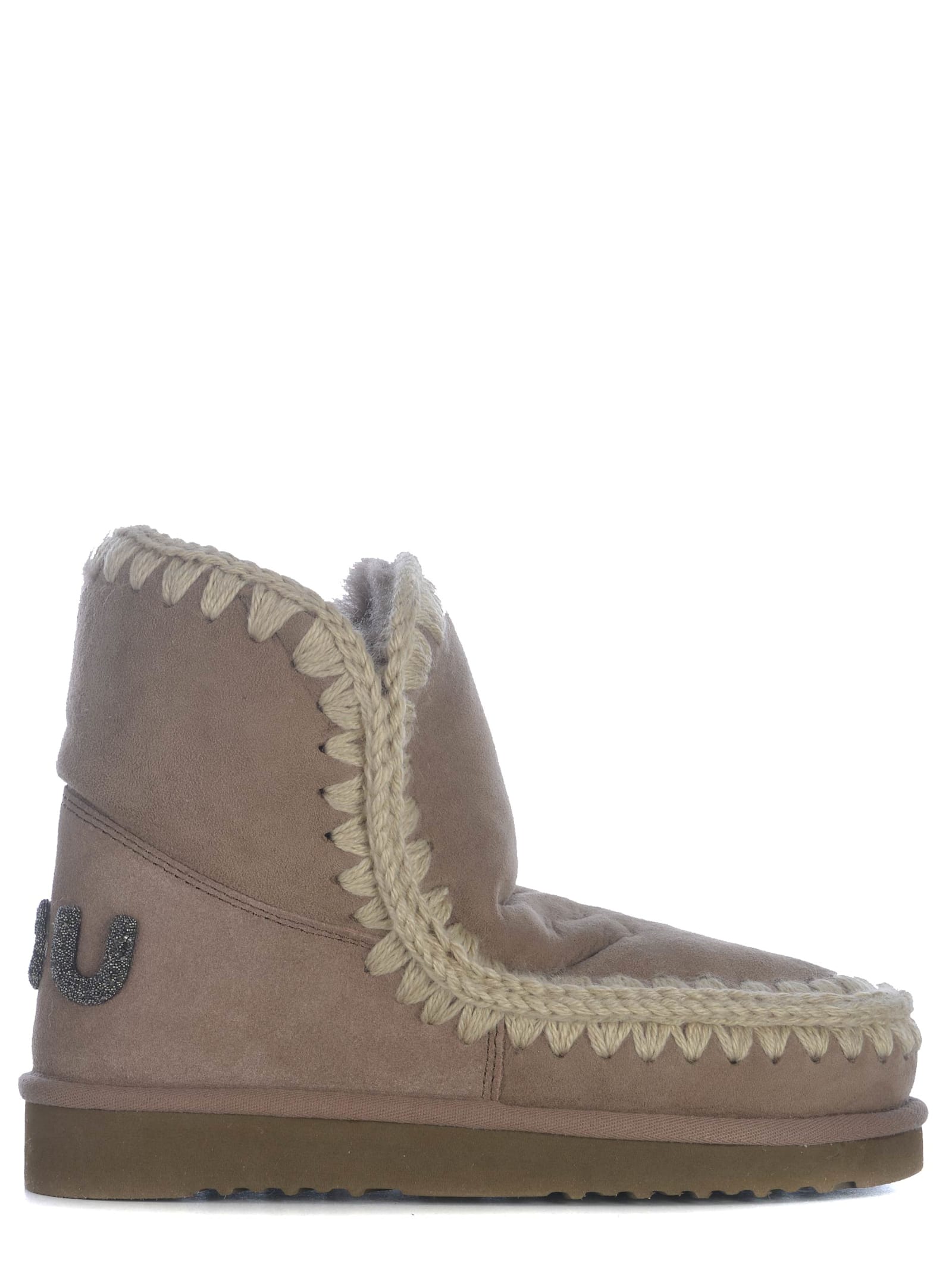 Shop Mou Boots  Eskimo18 Glitter Made Of Suede In Beige