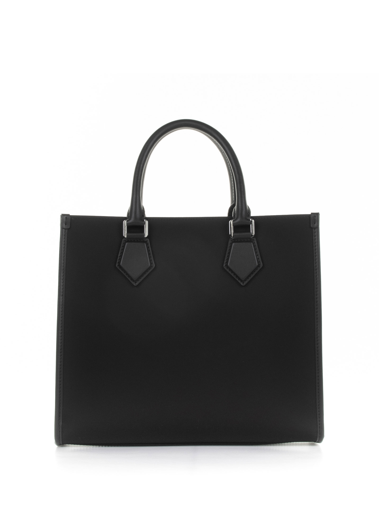 Shop Dolce & Gabbana Large Shopping Bag With Rubberized Logo In Nero