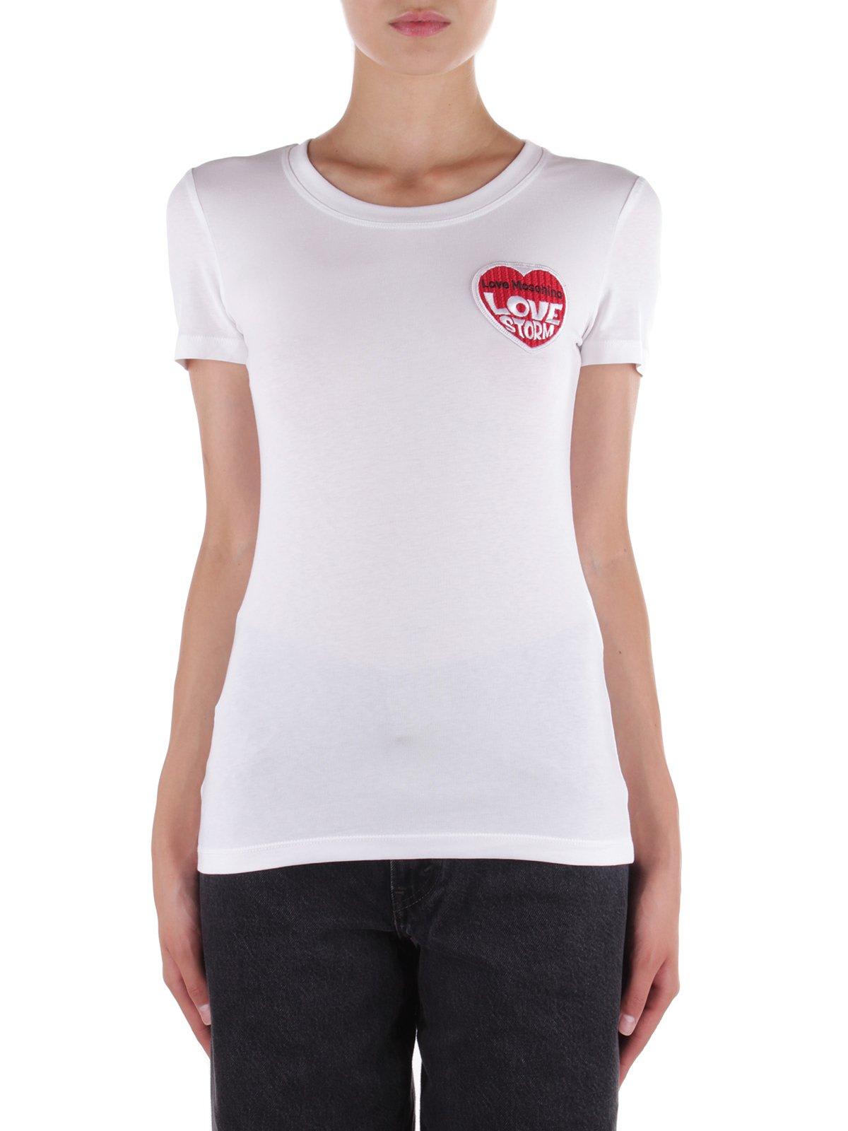 Love Moschino Logo Embroidered Round-neck T-shirt
