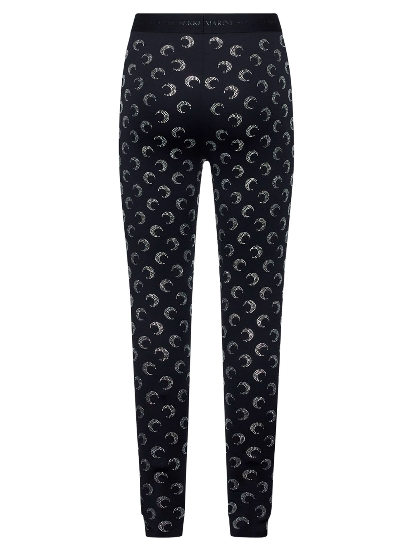 Shop Marine Serre Crescent Moon-embellished Leggings In Black