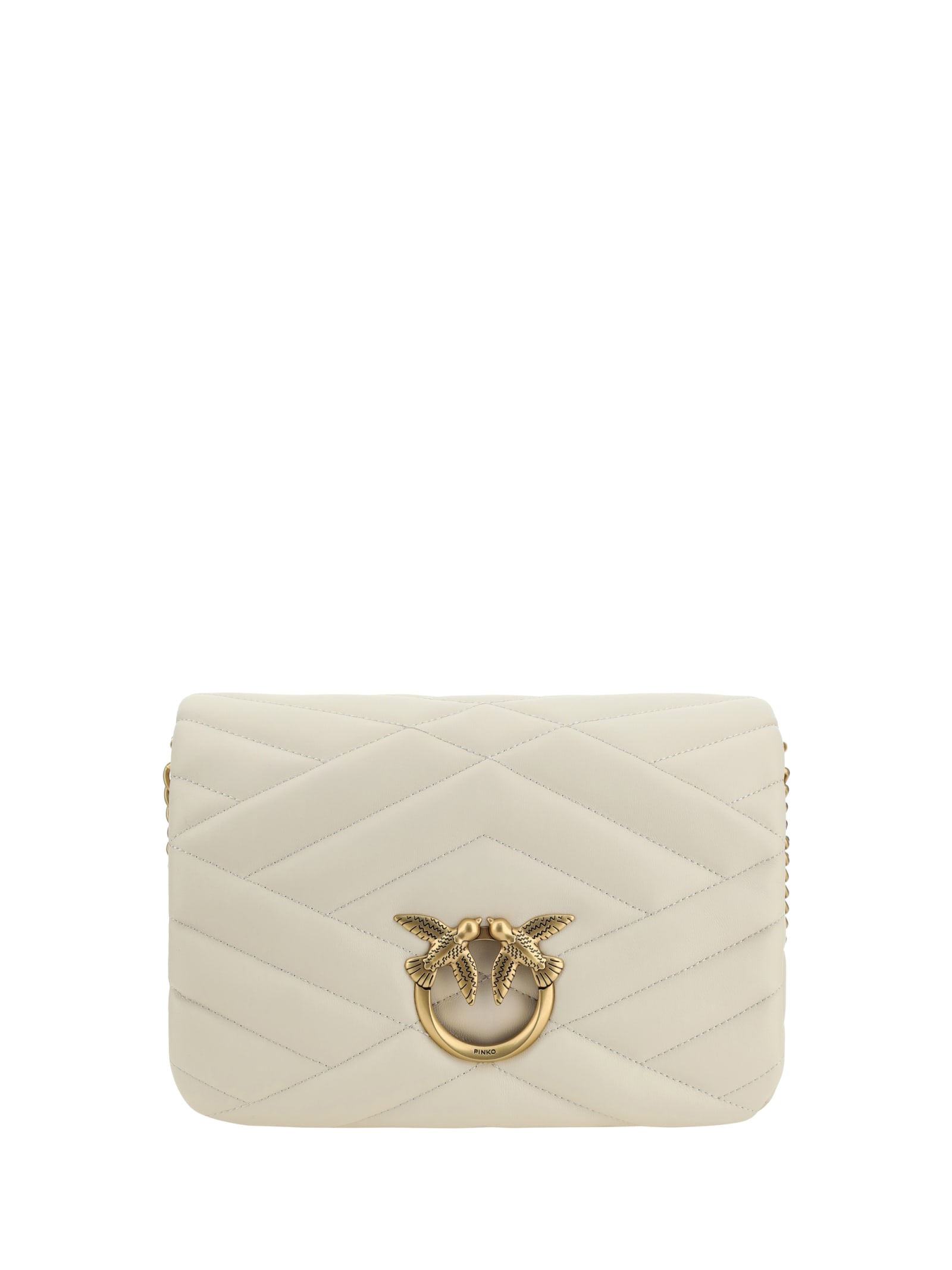 Shop Pinko Love Click Shoulder Bag In Bianco Seta-