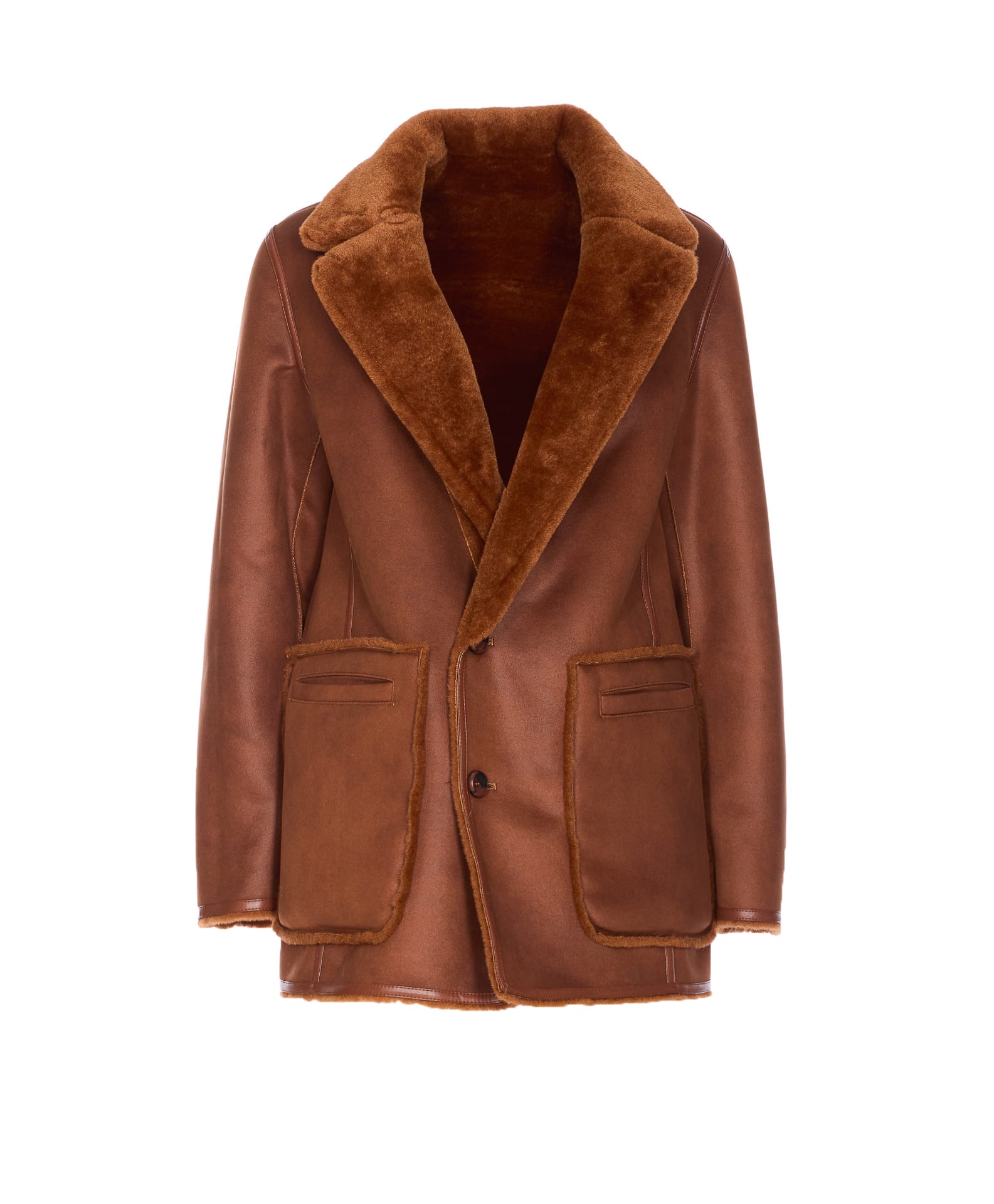 Urbancode Reversible Faux Fur Jacket In Brown