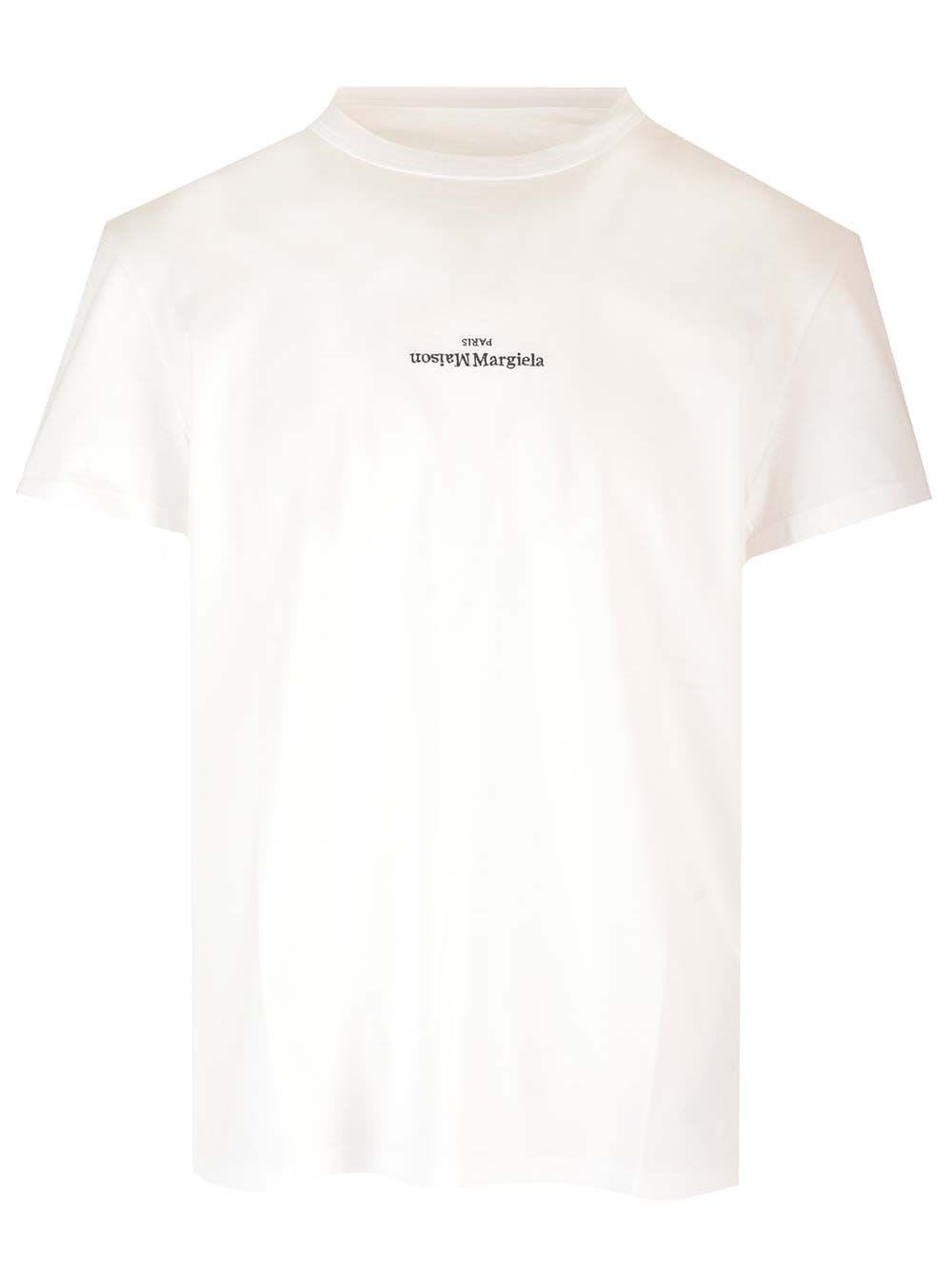 Shop Maison Margiela Distorted Logo T-shirt In White